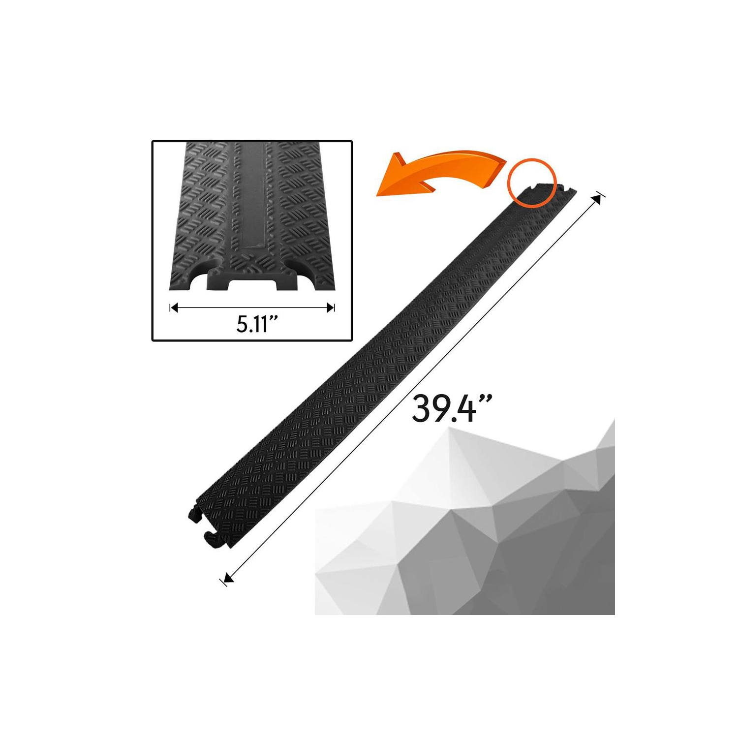 Pyle Cable Protection Ramp Cover – Heavy-Duty Single Channel Cord & Hose Track, Supports 11,000 lbs, 1.57’’ x 0.59’’, Indoor/Outdoor Floor Cable