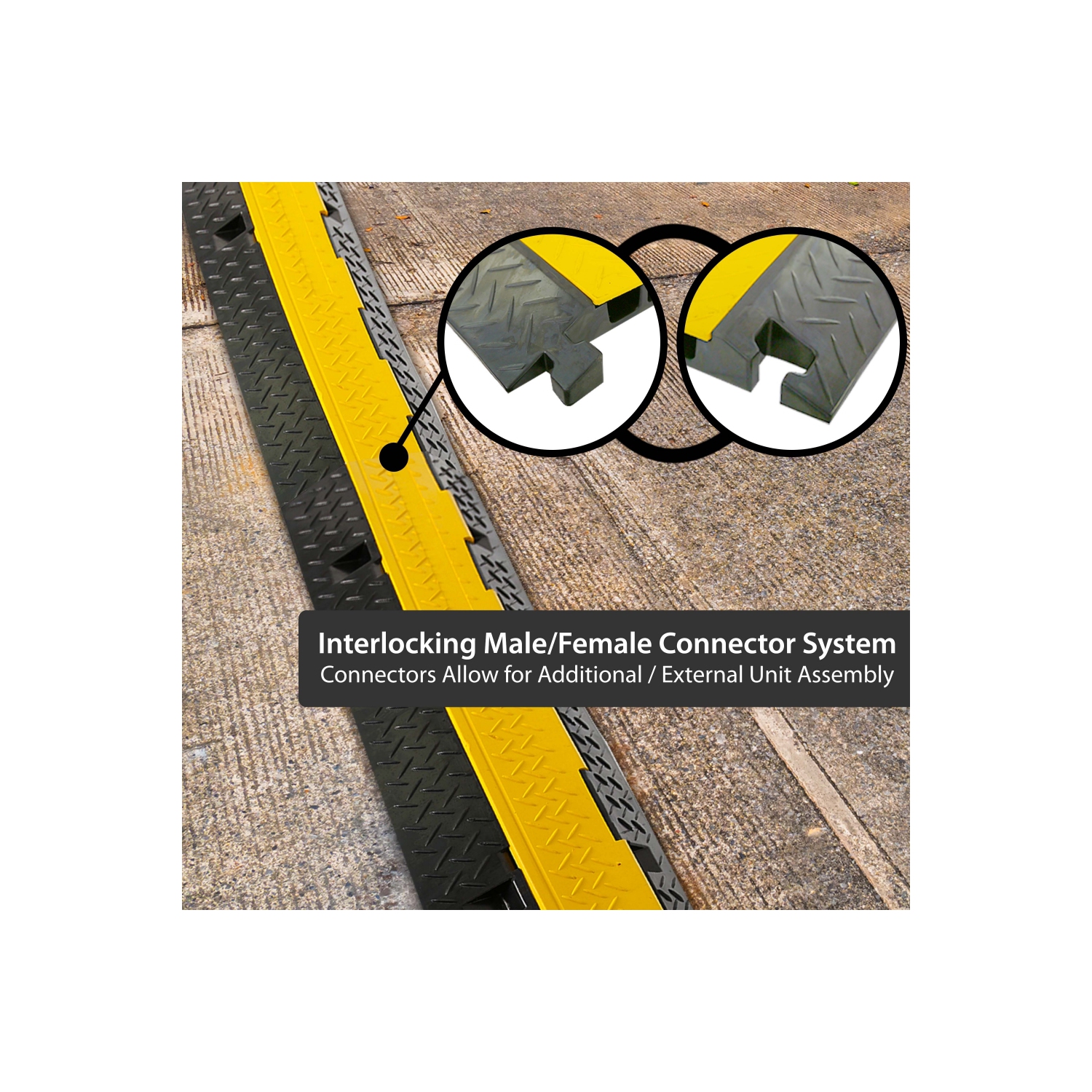 Cable Protector Cover Ramps - Cord/Wire Safety Concealment Floor Tracks with Flip-Open Access Lid, Rugged & Waterproof, Indoor/Outdoor Use