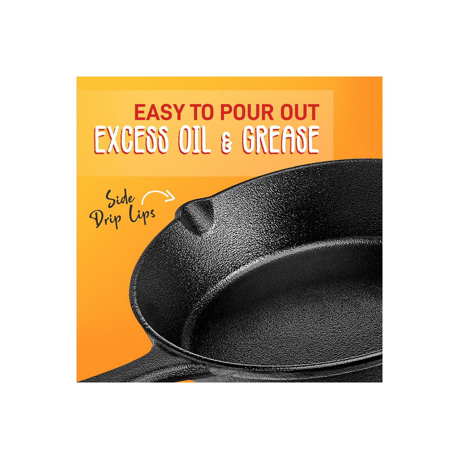 Kitchen Skillet Pans - Pre-Seasoned Iron Skillet Cooking Pan Set with Cool Touch Comfort Handles
