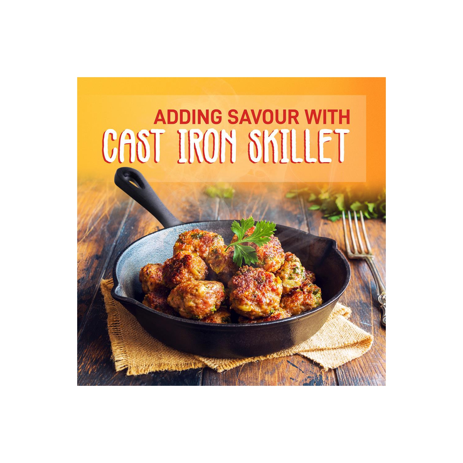 Kitchen Skillet Pans - Pre-Seasoned Iron Skillet Cooking Pan Set with Cool Touch Comfort Handles