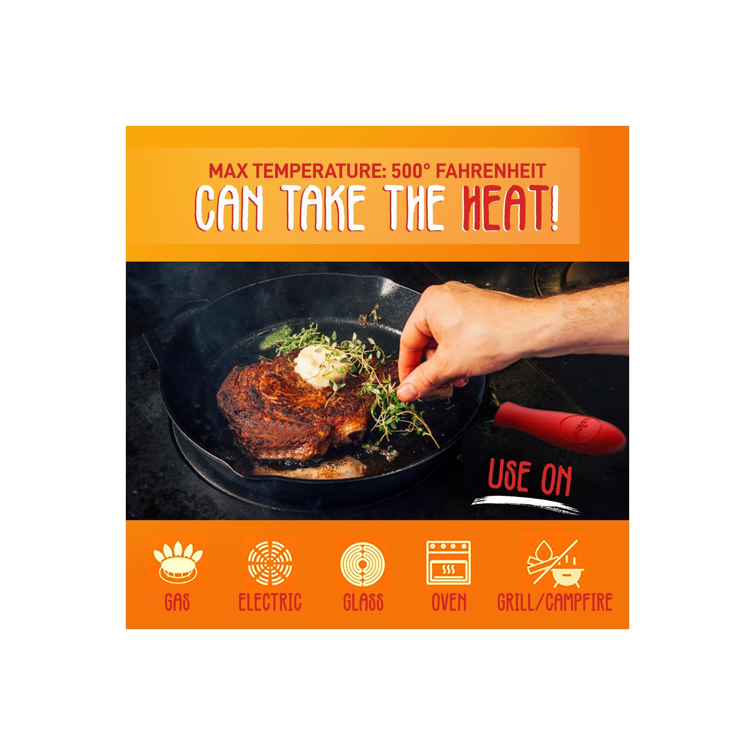 Kitchen Skillet Pans - Pre-Seasoned Iron Skillet Cooking Pan Set with Cool Touch Comfort Handles