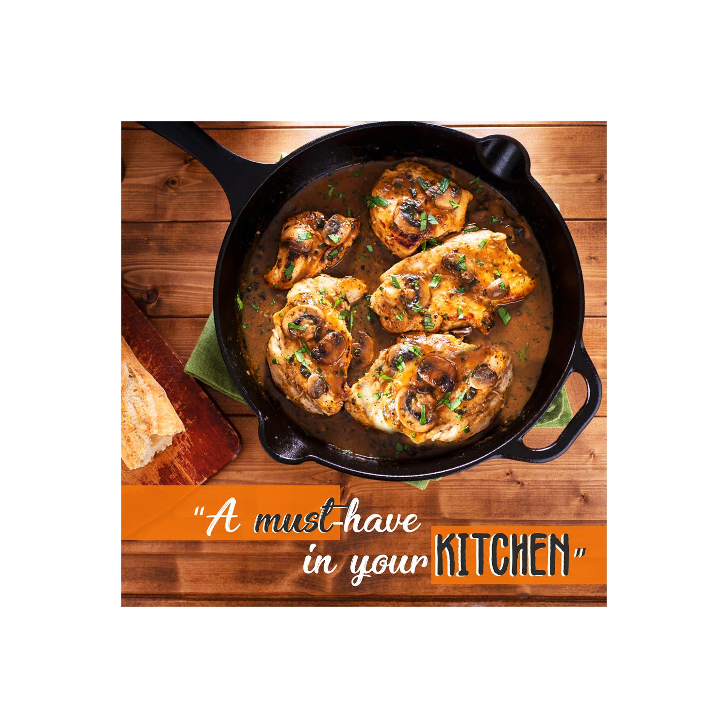 Kitchen Skillet Pans - Pre-Seasoned Iron Skillet Cooking Pan Set with Cool Touch Comfort Handles