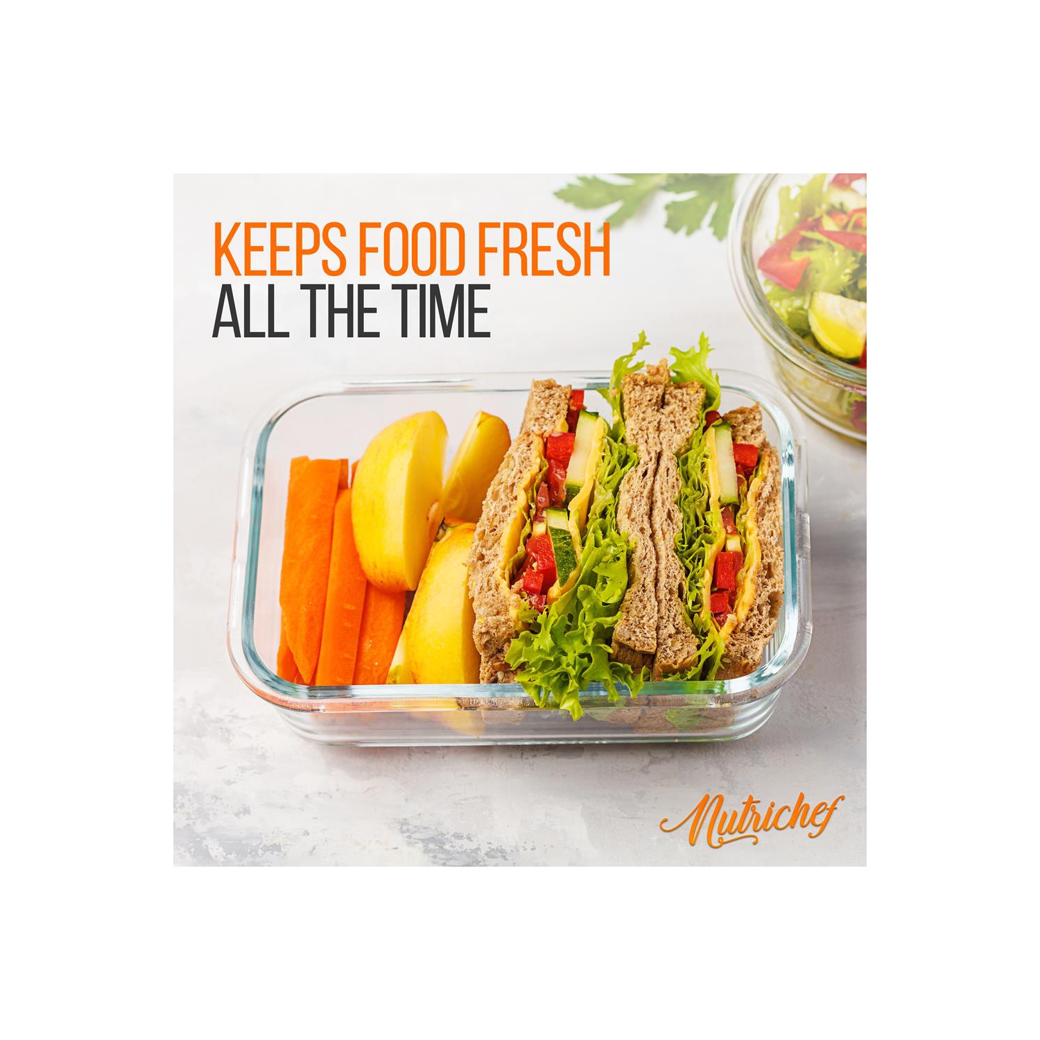 10-Piece Superior Glass Food Storage Containers Set - Stackable Design, Newly BPA-free Airtight Clear Locking lids with Vent Lids & Blue Air Hole