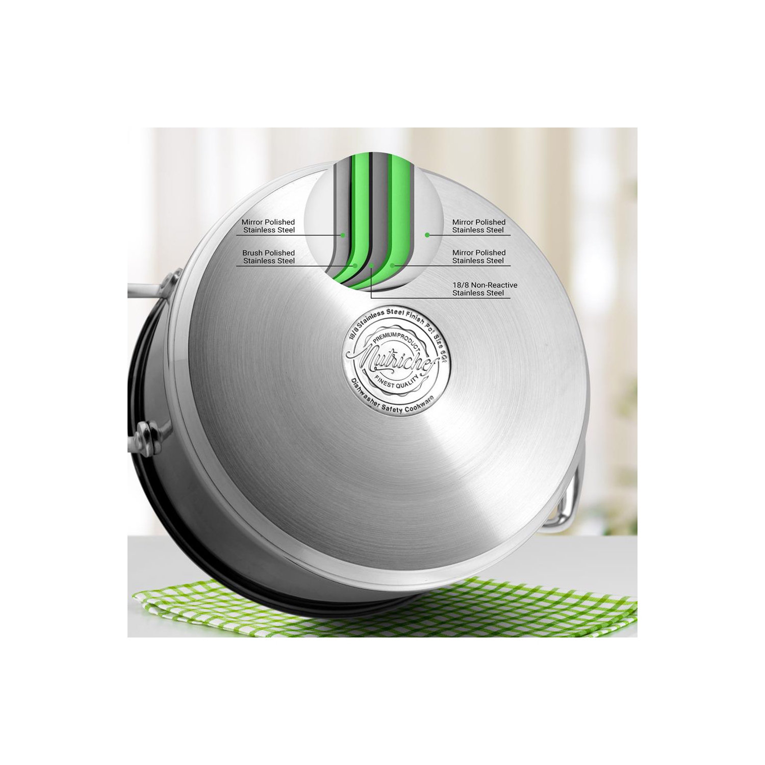 Marmite en acier inoxydable - 15 pintes, récipient à induction robuste, récipient à soupe avec couvercle