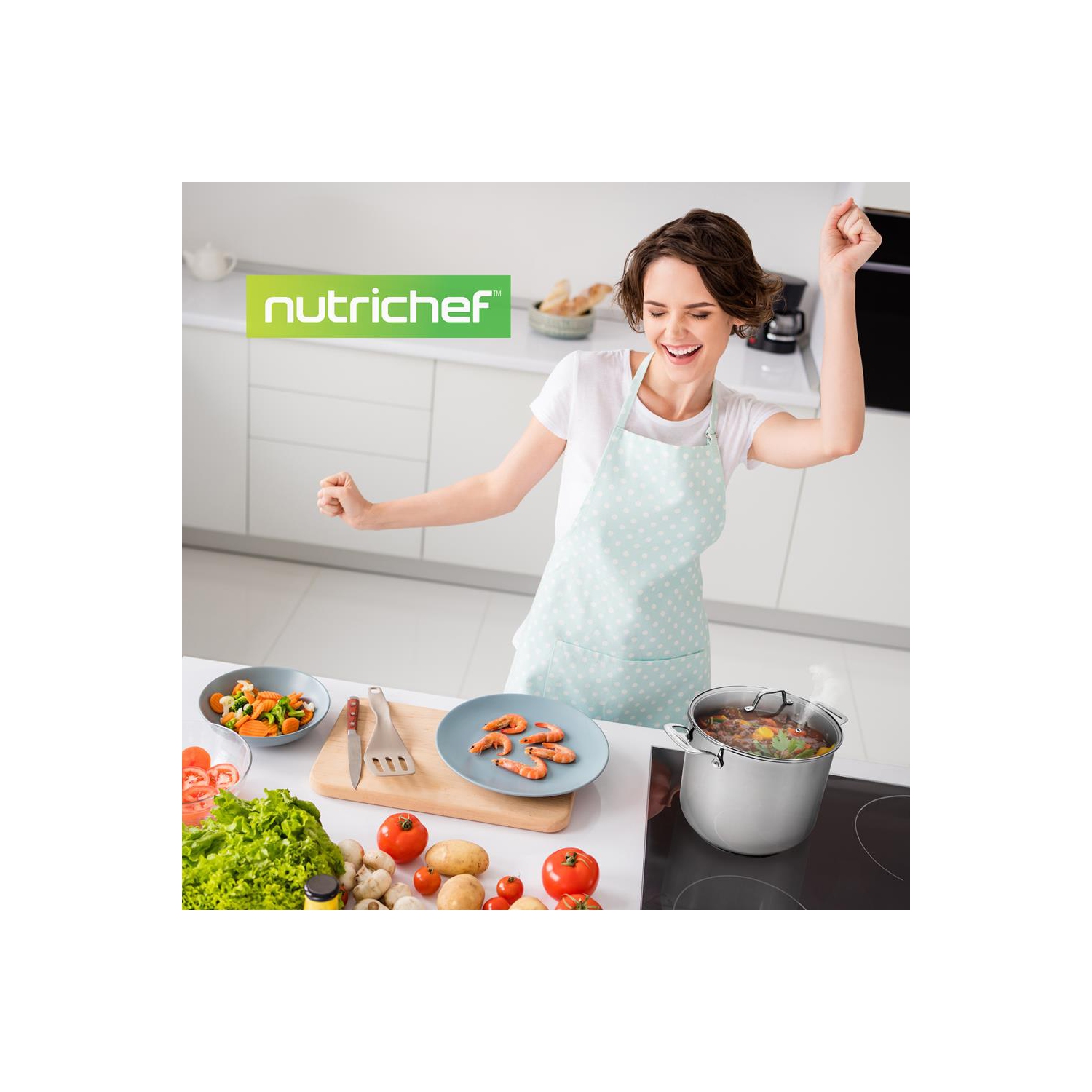 Marmite en acier inoxydable - 15 pintes, récipient à induction robuste, récipient à soupe avec couvercle