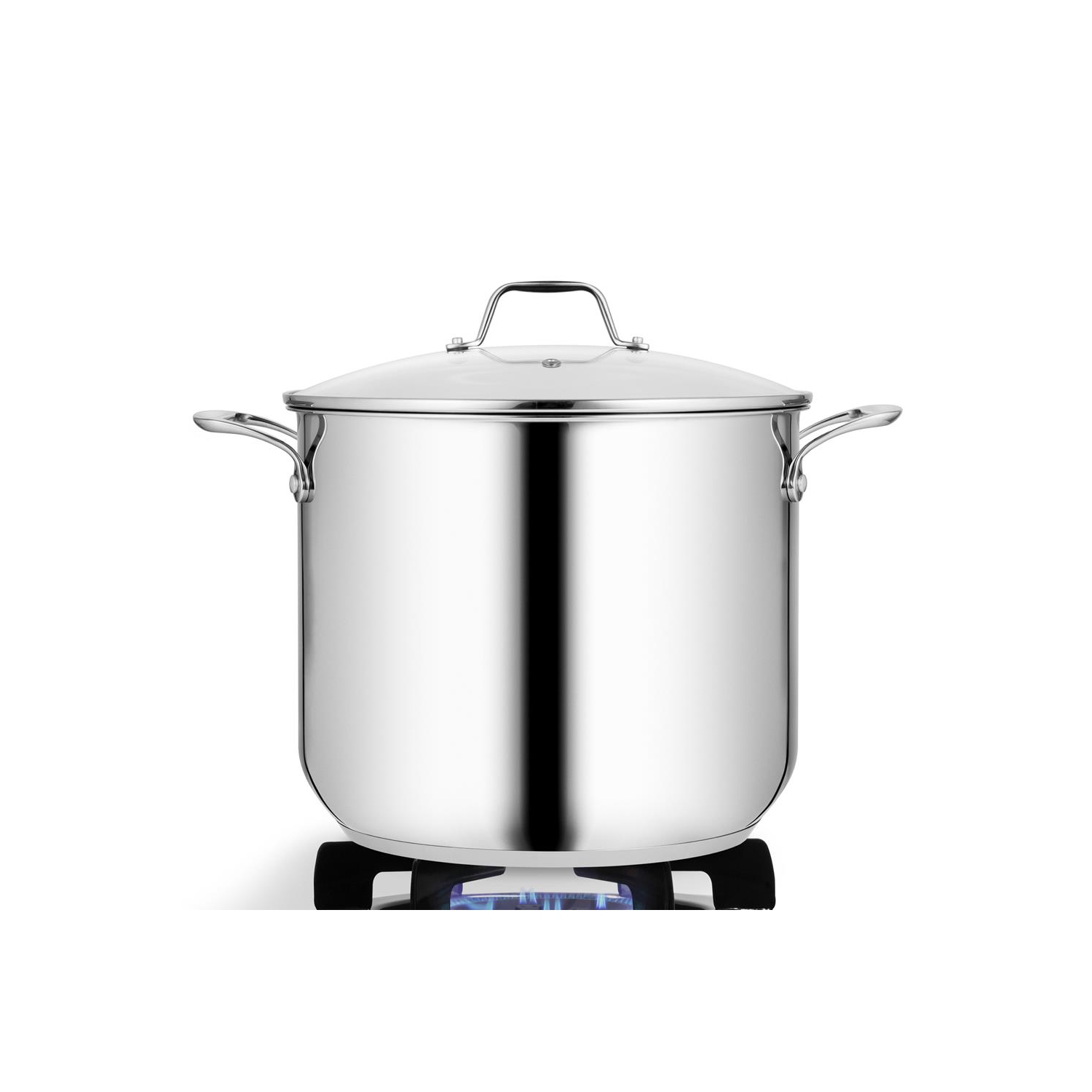 Stainless Steel Cookware Stockpot - 12 Quart, Heavy Duty Induction Pot, Soup Pot With Lid