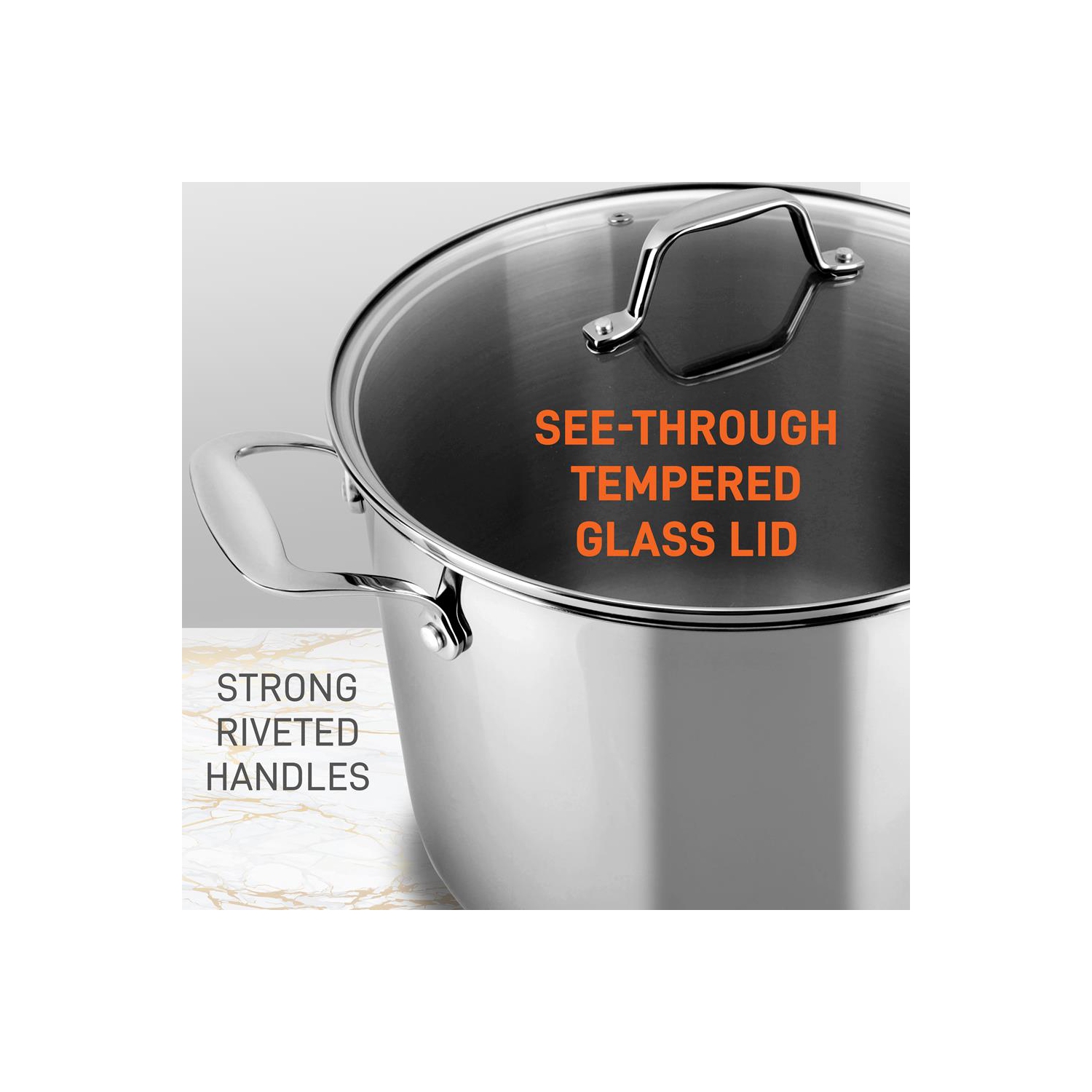 Stainless Steel Cookware Stockpot - 12 Quart, Heavy Duty Induction Pot, Soup Pot With Lid