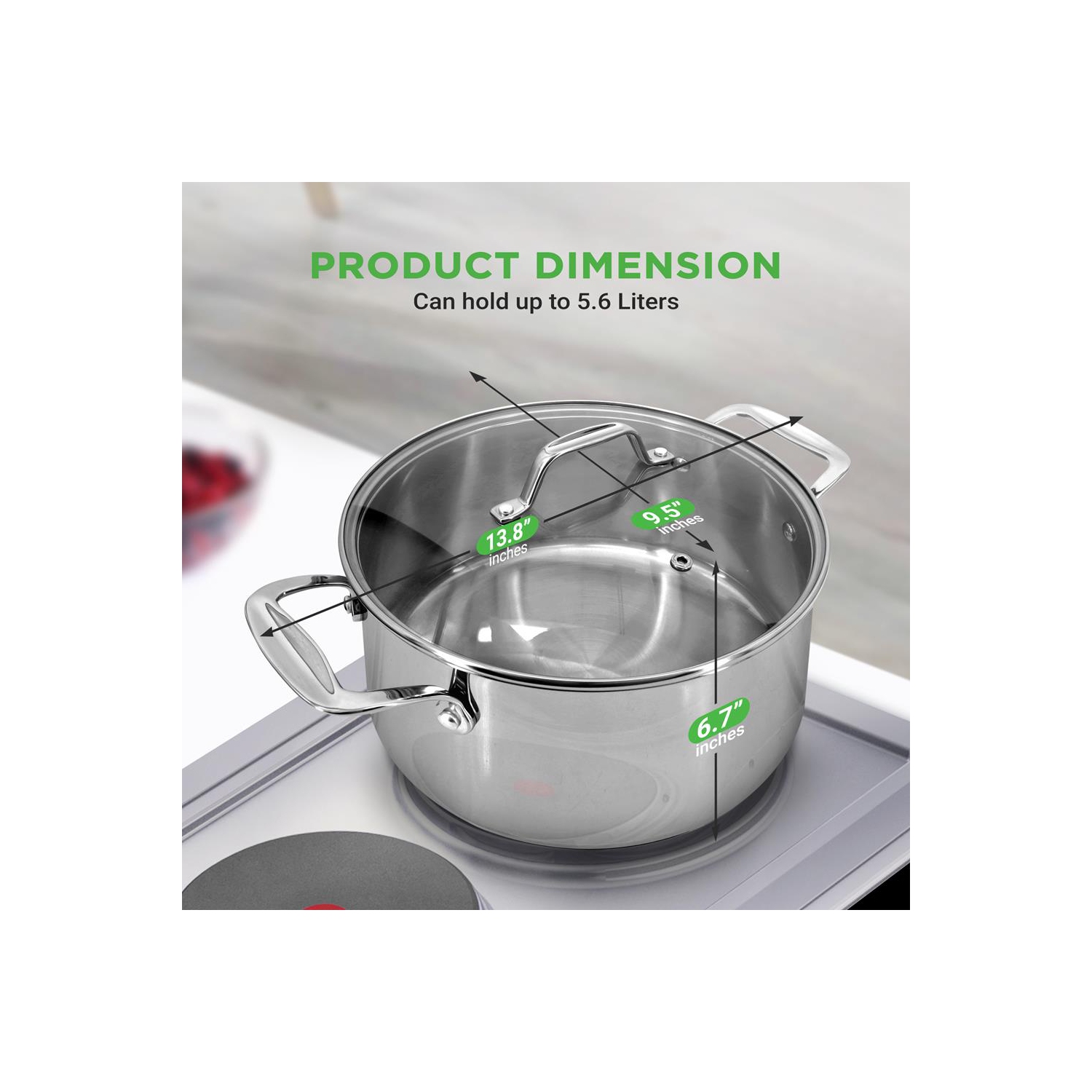 Stainless Steel Cookware Stockpot - 6 Quart, Heavy Duty Induction Pot, Soup Pot With Lid