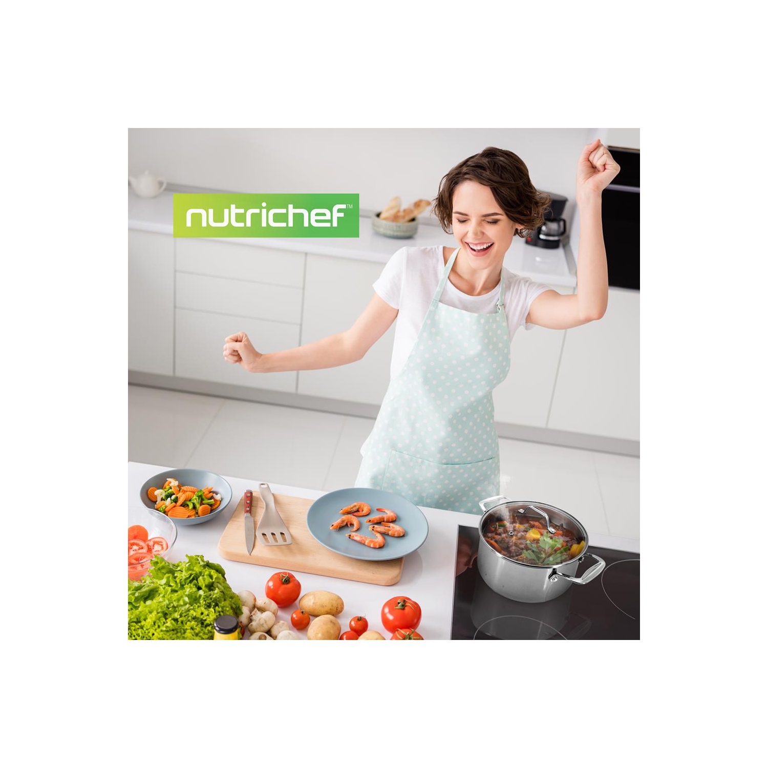 Stainless Steel Cookware Stockpot - 6 Quart, Heavy Duty Induction Pot, Soup Pot With Lid