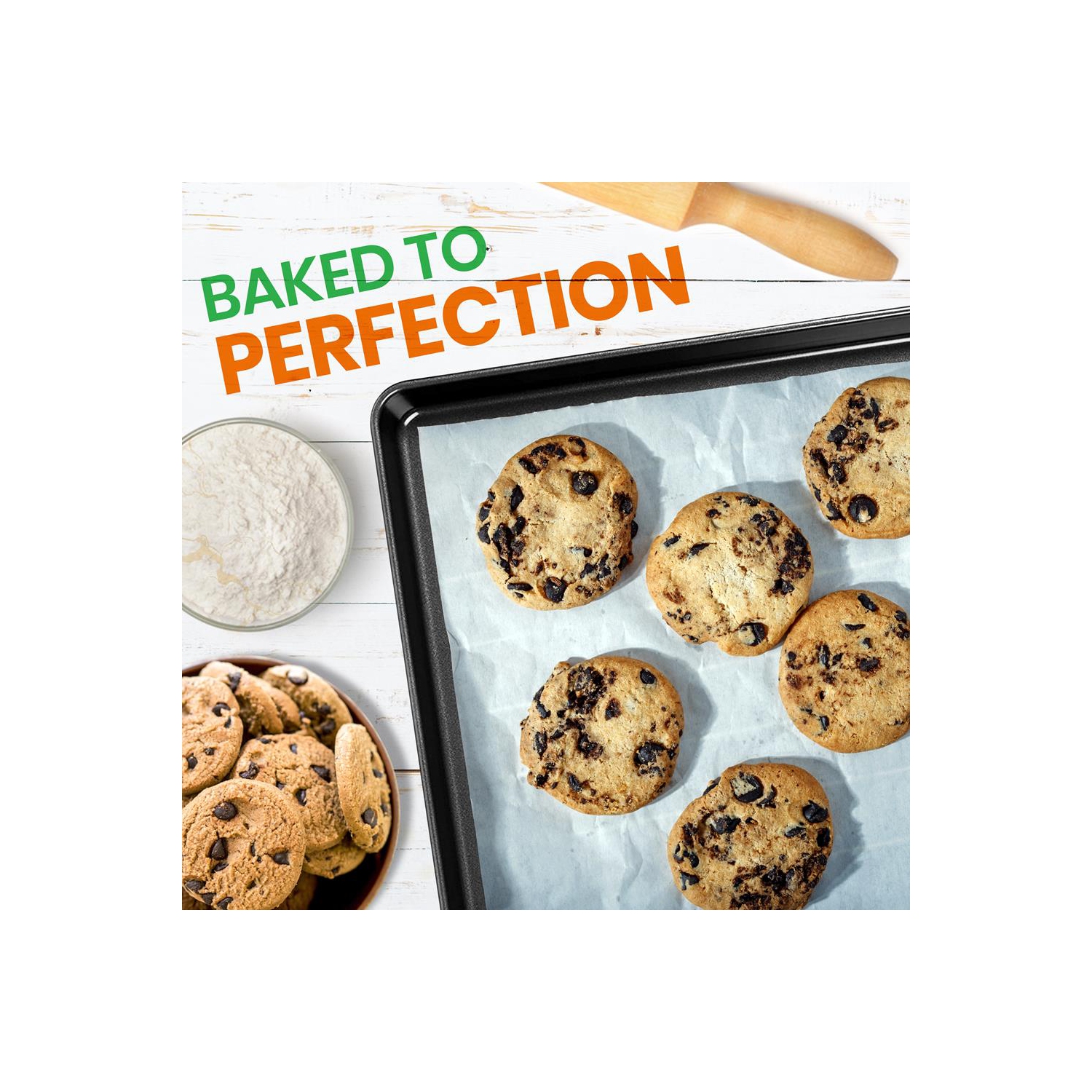 Non-stick Mega Bake Pan - Stylish Metallic Coating, Dishwasher Safe and PFOA, PFOS, PTFE Free