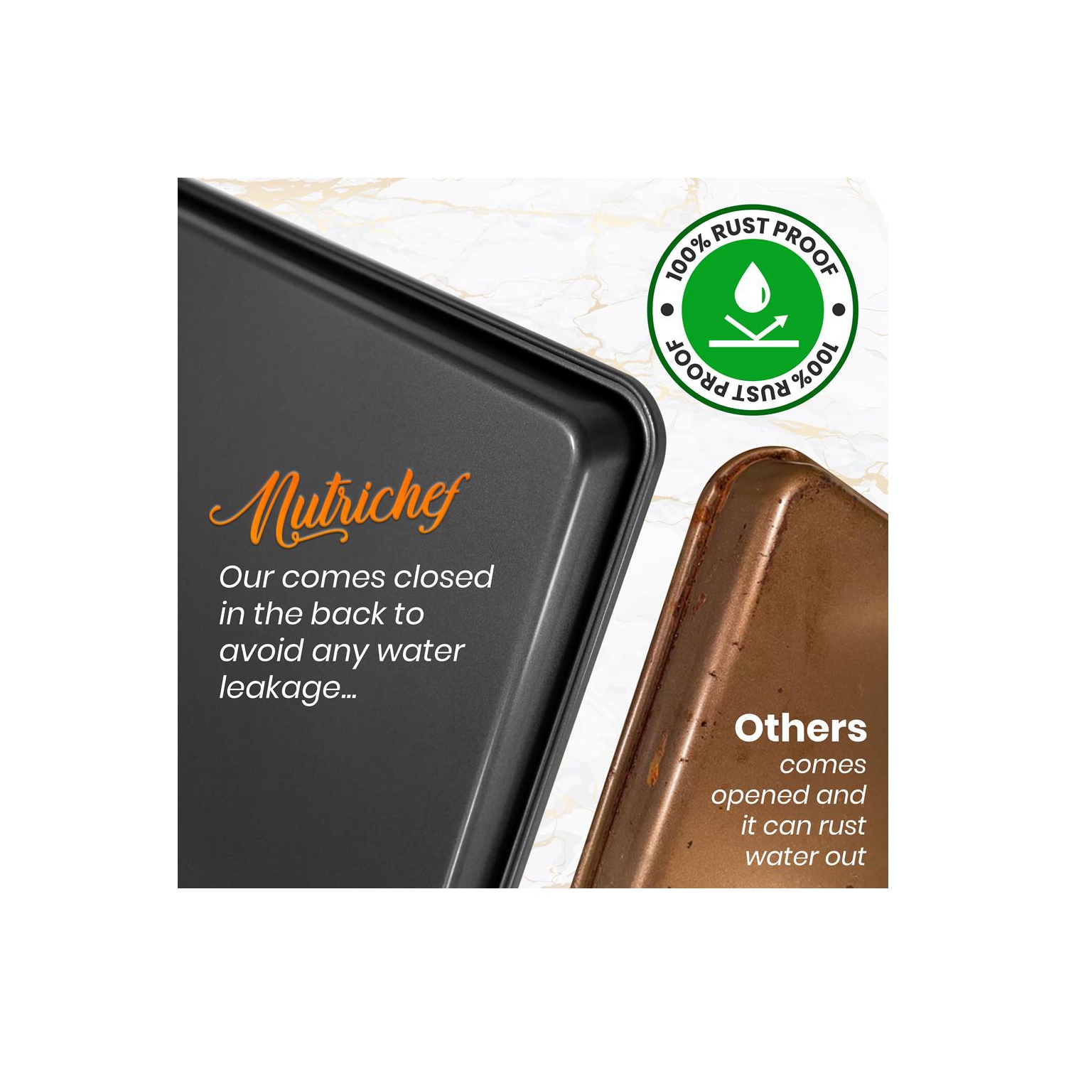 Non-stick Mega Bake Pan - Stylish Metallic Coating, Dishwasher Safe and PFOA, PFOS, PTFE Free