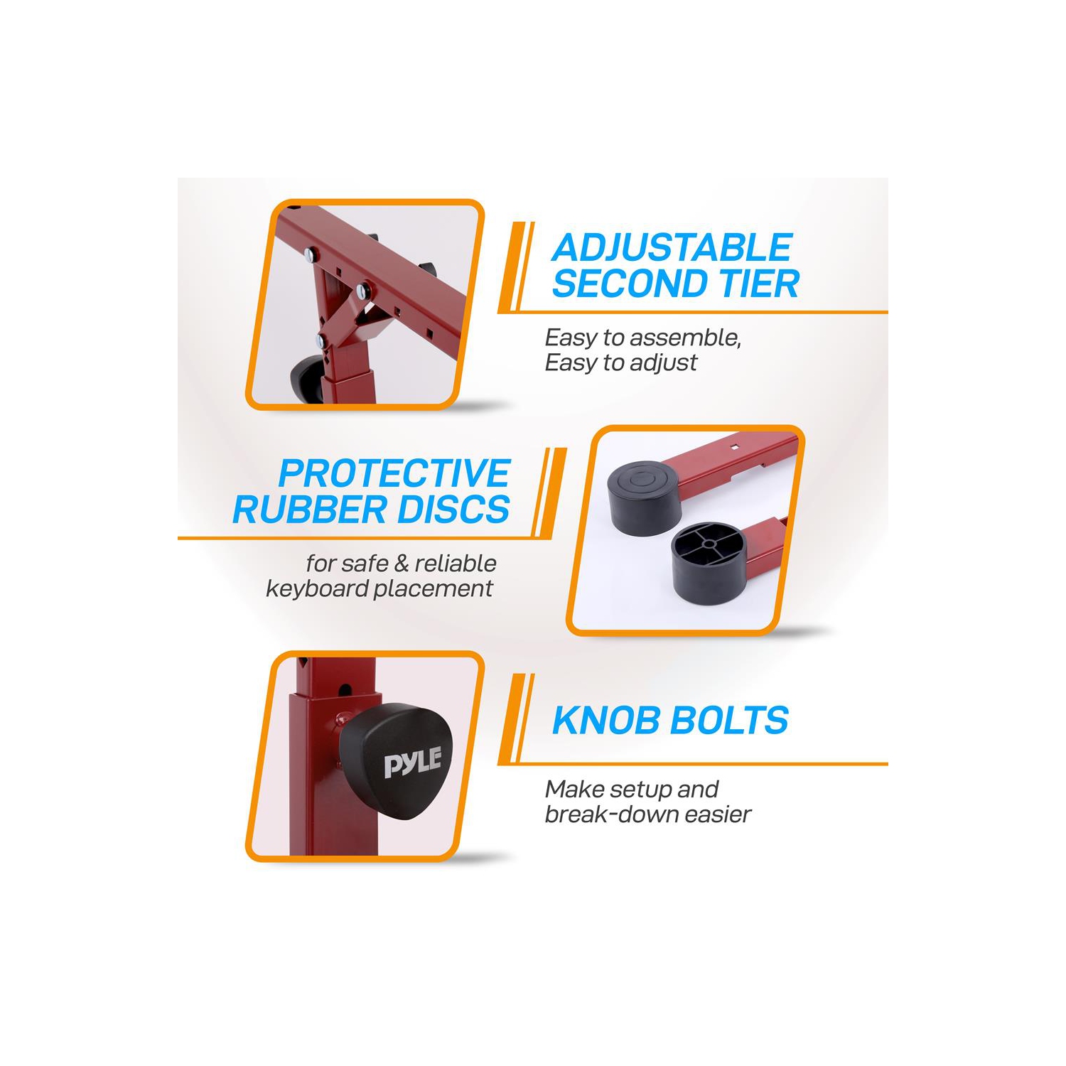 Support pour clavier robuste - Support à musique réglable en hauteur avec 2nd niveaux