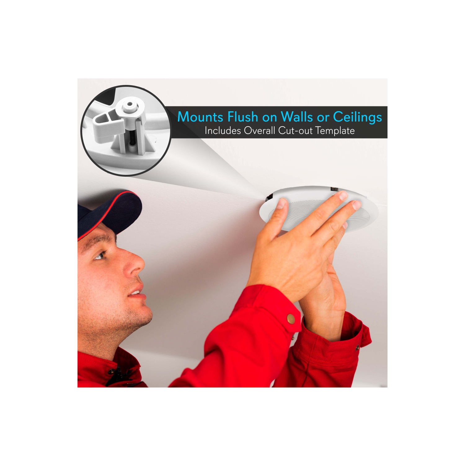 Système de haut-parleurs encastrables au plafond/muraux de 8 po, 2 voies, encastré, blanc