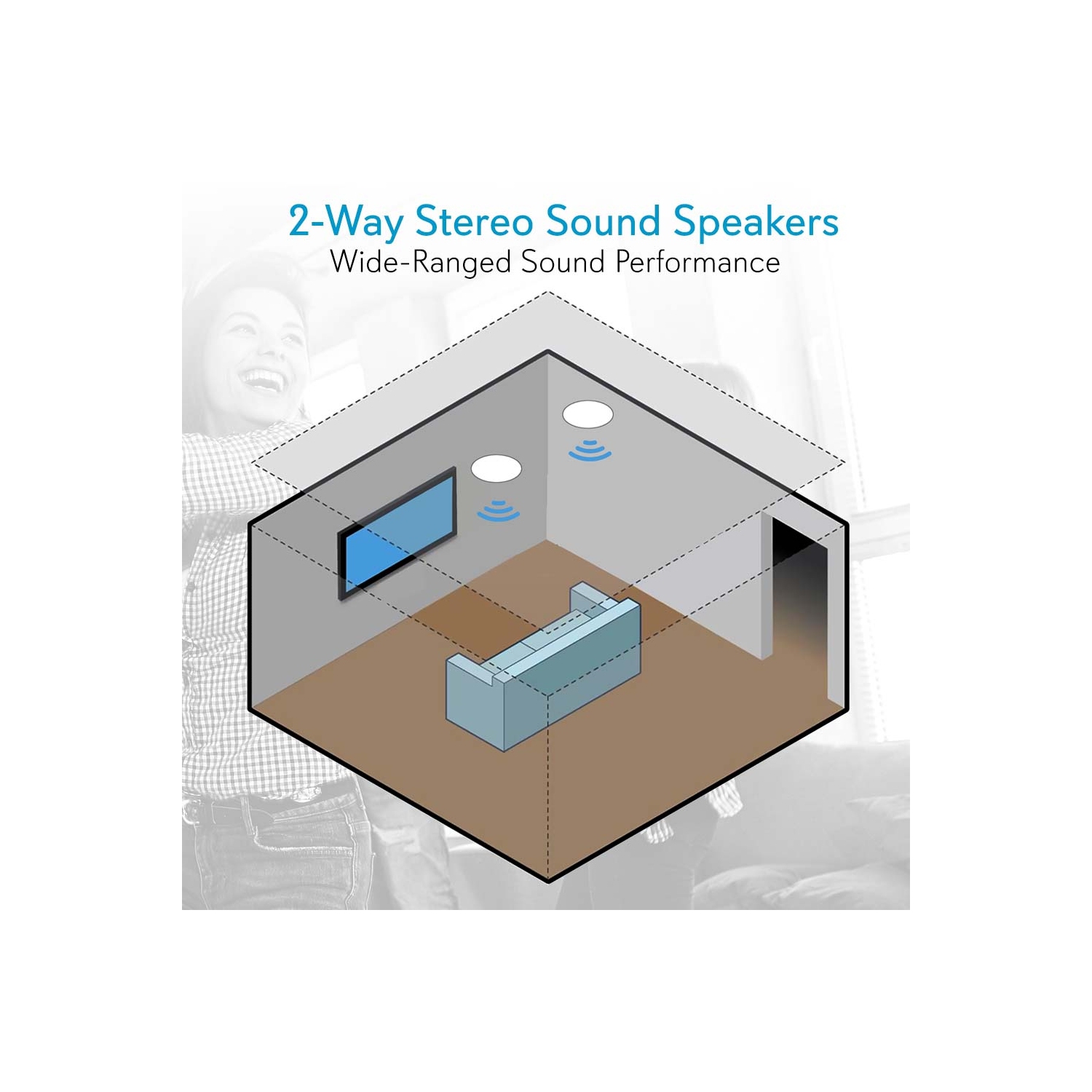 Système de haut-parleurs encastrables au plafond/muraux de 8 po, 2 voies, encastré, blanc