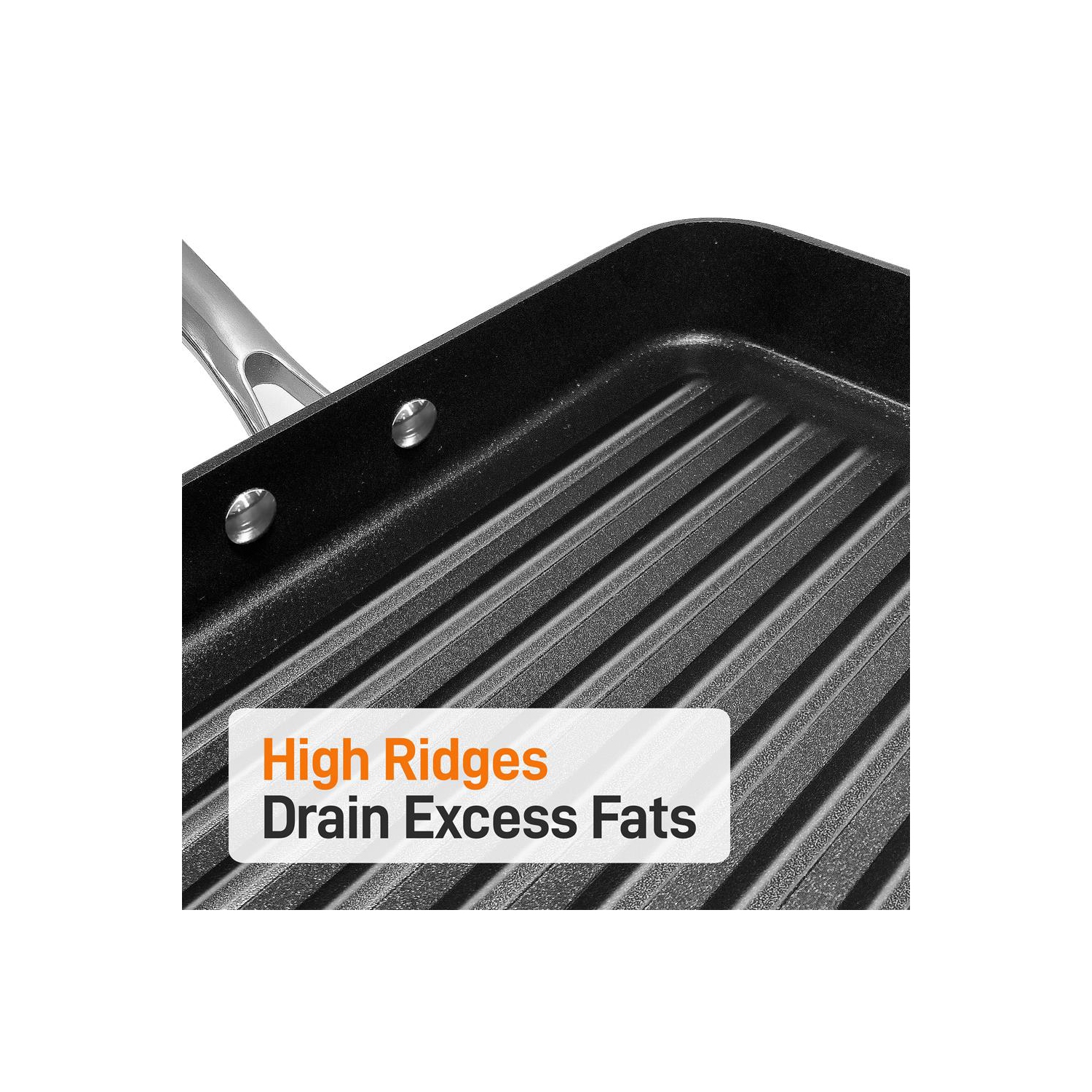 11’’ Hard-Anodized Nonstick Grill & Griddle - Dishwasher Safe Nonstick Grill Pan