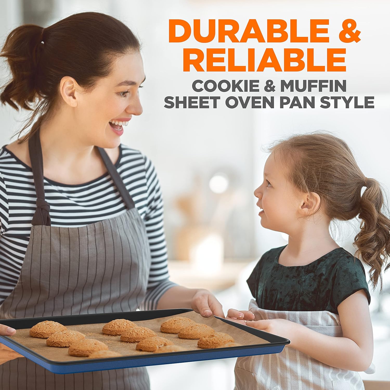 NutriChef 8-Piece Nonstick Stackable Bakeware Set - PFOA, PFOS, PTFE Free Baking Tray Set w/Non-Stick Coating, 450°F Oven Safe, Round Cake, Loaf,