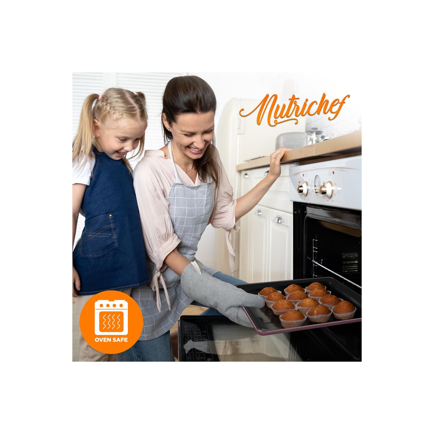 8pcs. Stackable Carbon Steel Bakeware Sets - Non-Stick Coating, Bake Tray Sheet Bakeware Set