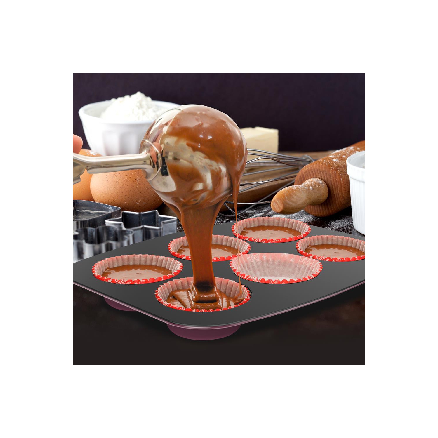 8pcs. Stackable Carbon Steel Bakeware Sets - Non-Stick Coating, Bake Tray Sheet Bakeware Set