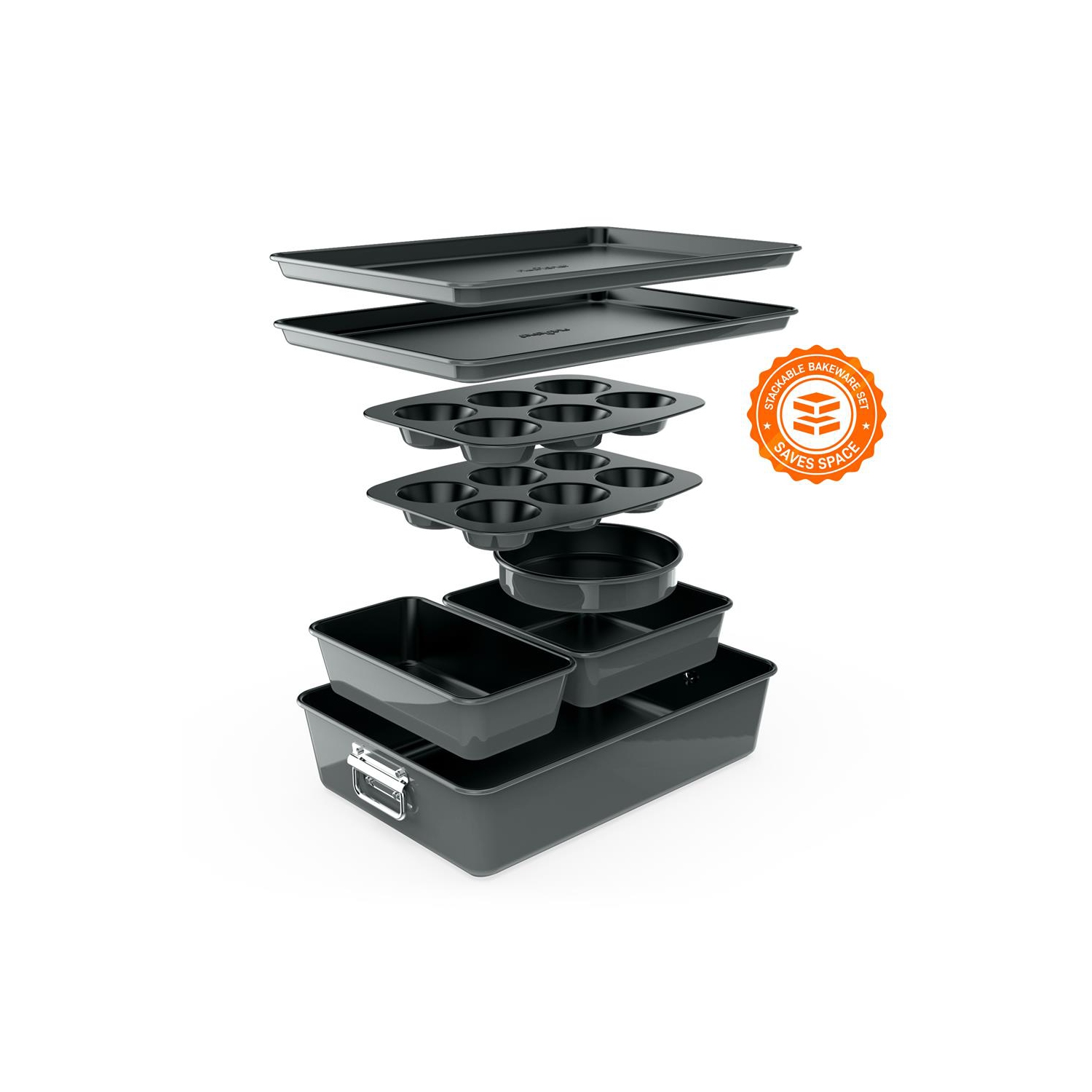 8pcs. Ensembles de plats de cuisson empilables en acier au carbone - revêtement antiadhésif, ensemble de plaques de cuisson