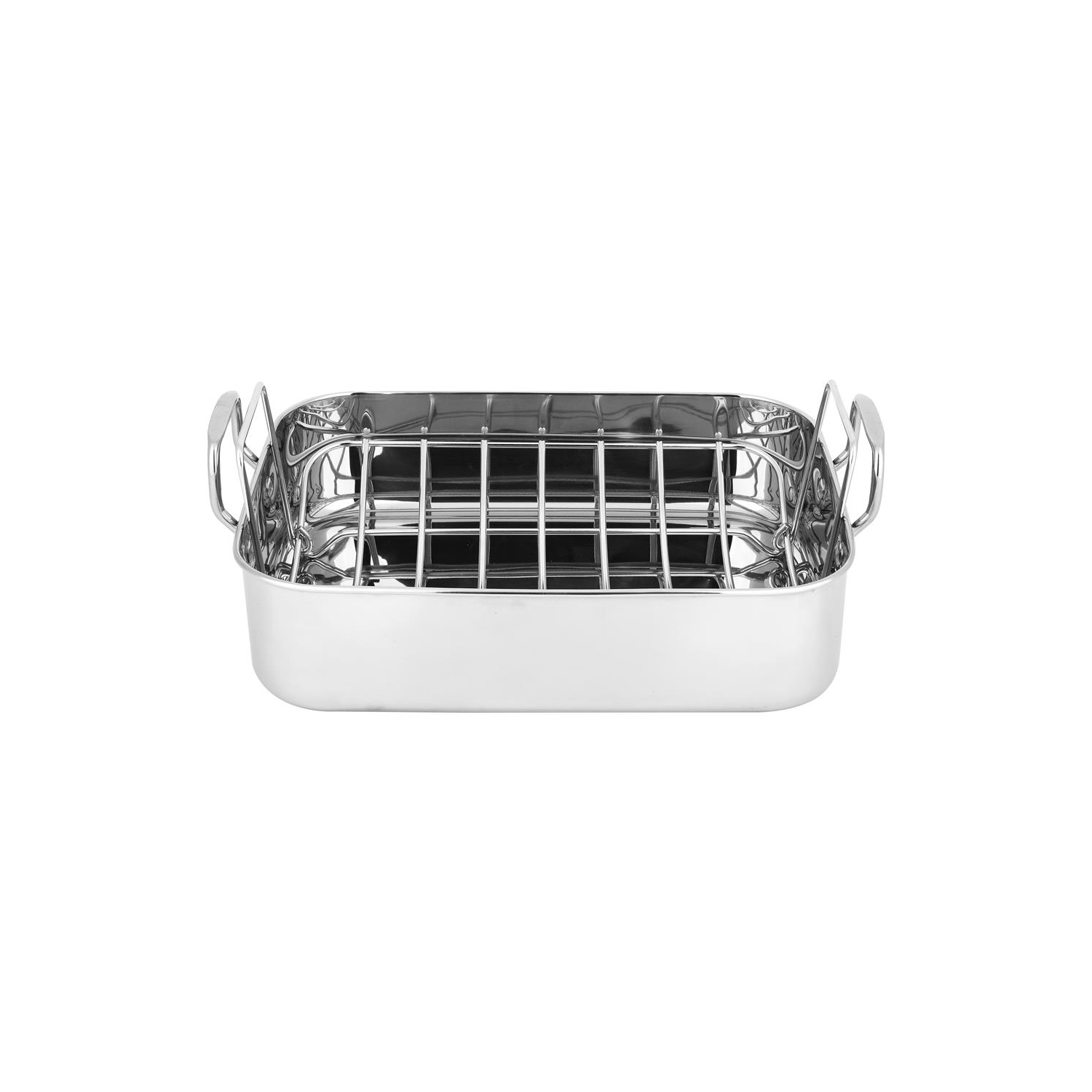 Plat à rôtir/rôtissoire avec grille polie et poignée en fil métallique