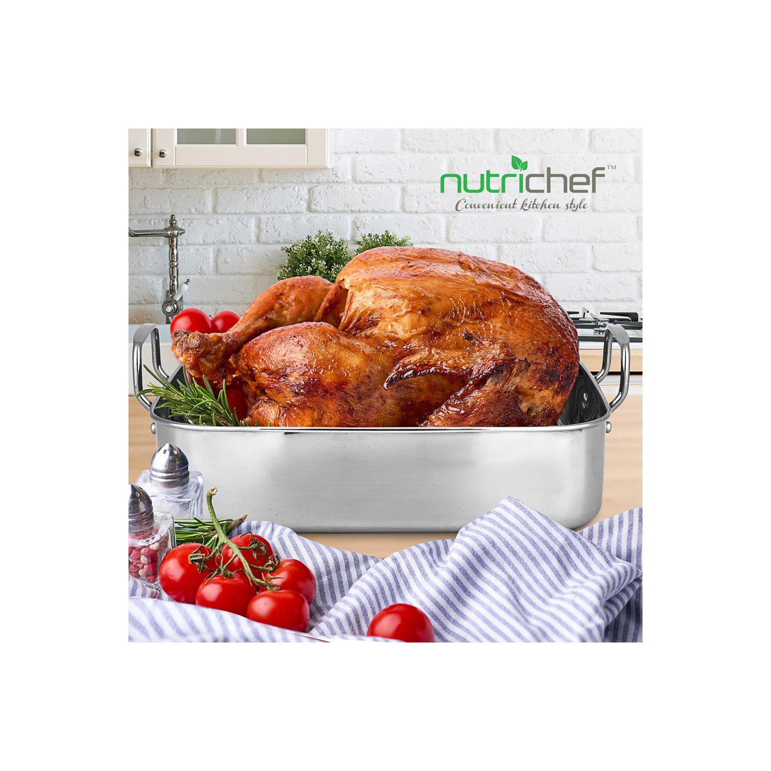 Plat à rôtir/rôtissoire avec grille polie et poignée en fil métallique