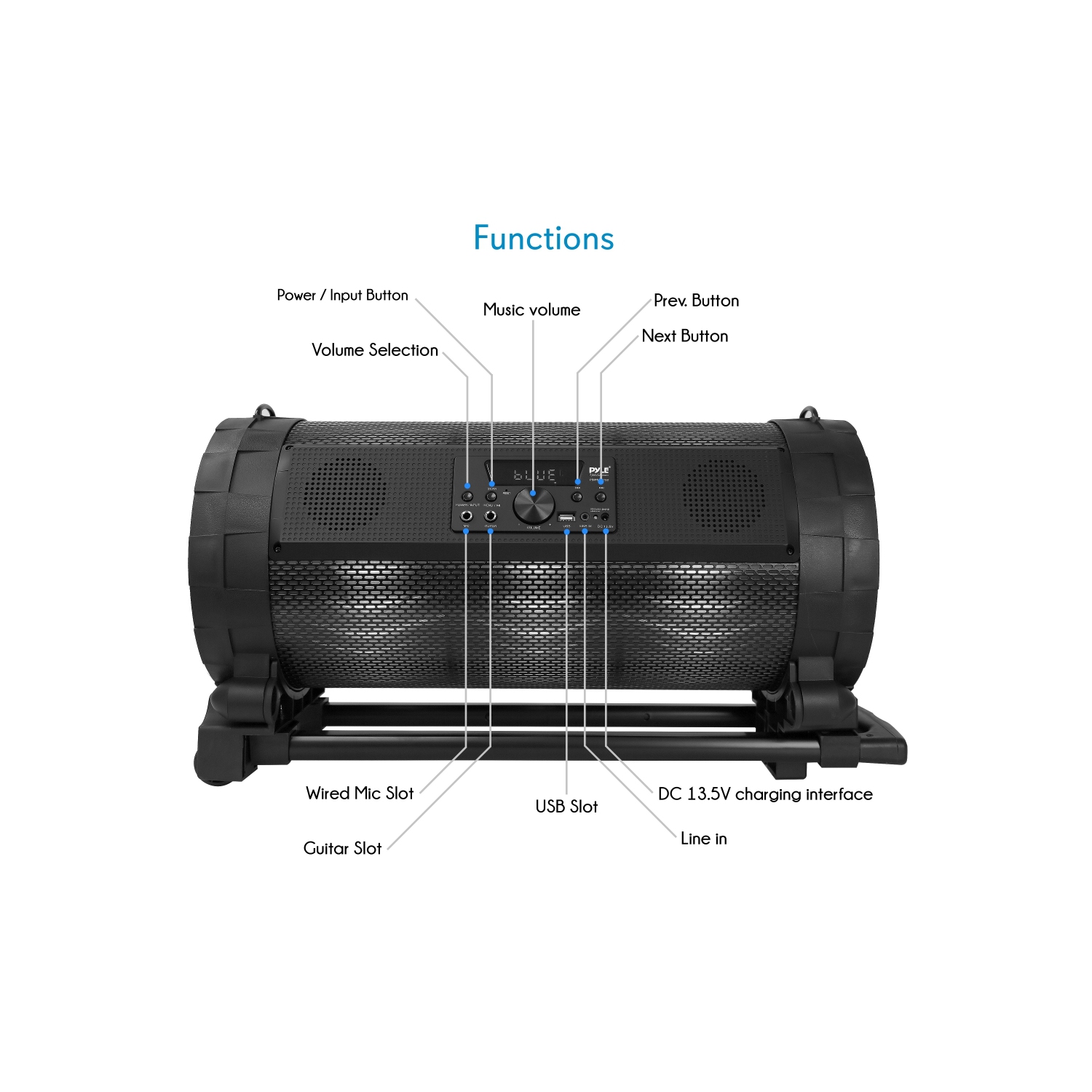 Minichaîne Bluetooth - haut-parleur stéréo sans fil/portatif avec DEL, radio FM et microphone karaoké inclus