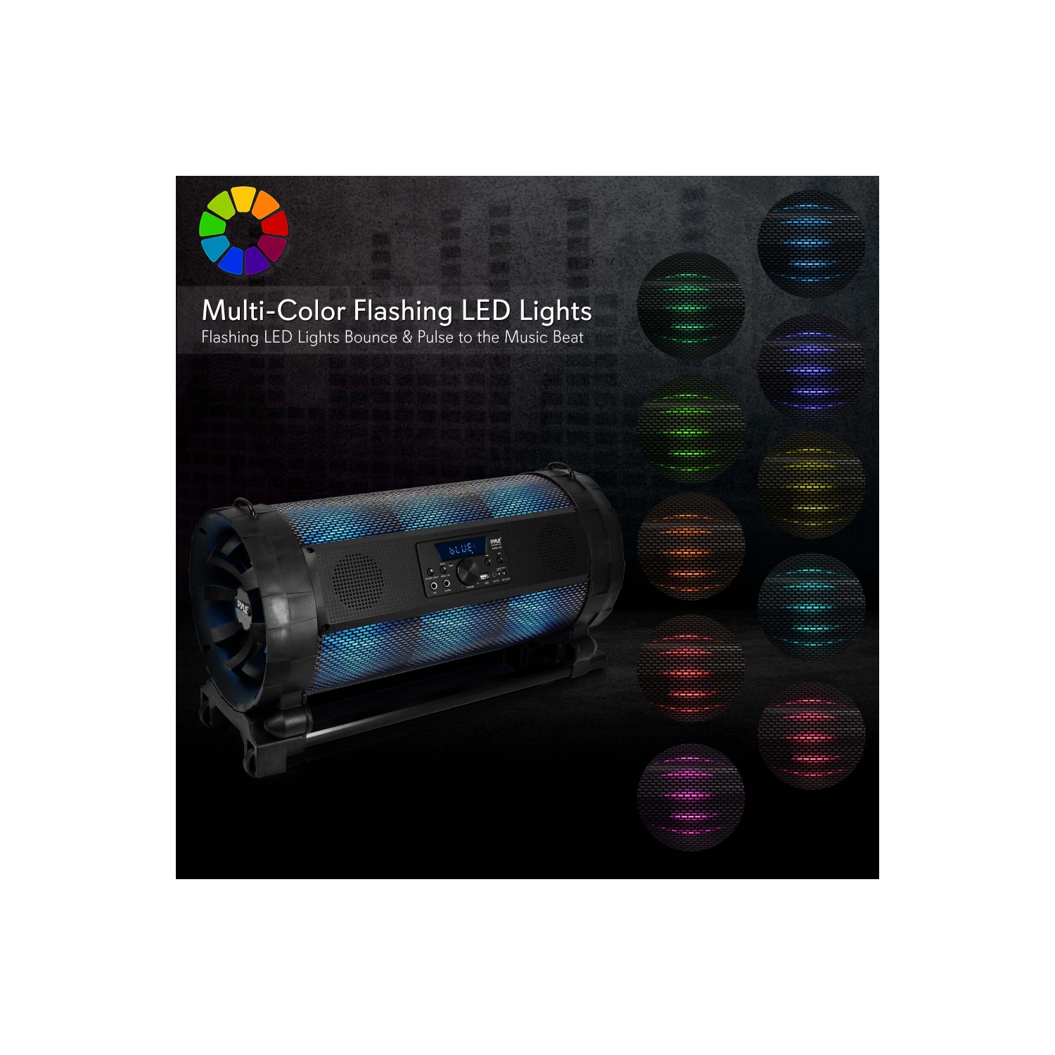 Minichaîne Bluetooth - haut-parleur stéréo sans fil/portatif avec DEL, radio FM et microphone karaoké inclus