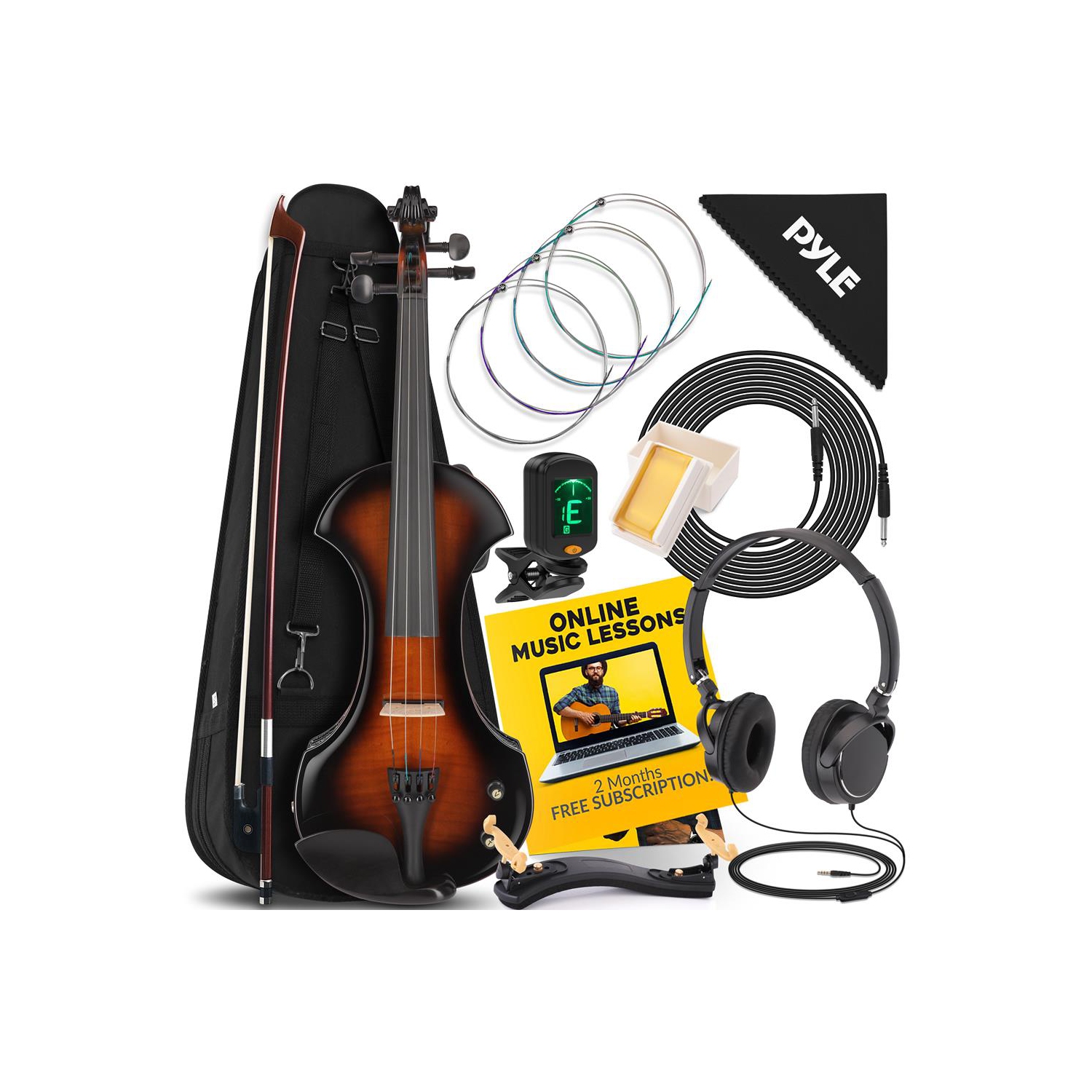 Instrument à cordes de violon en contreplaqué électrique - violon de qualité étudiante avec trousse d'accessoires incluse