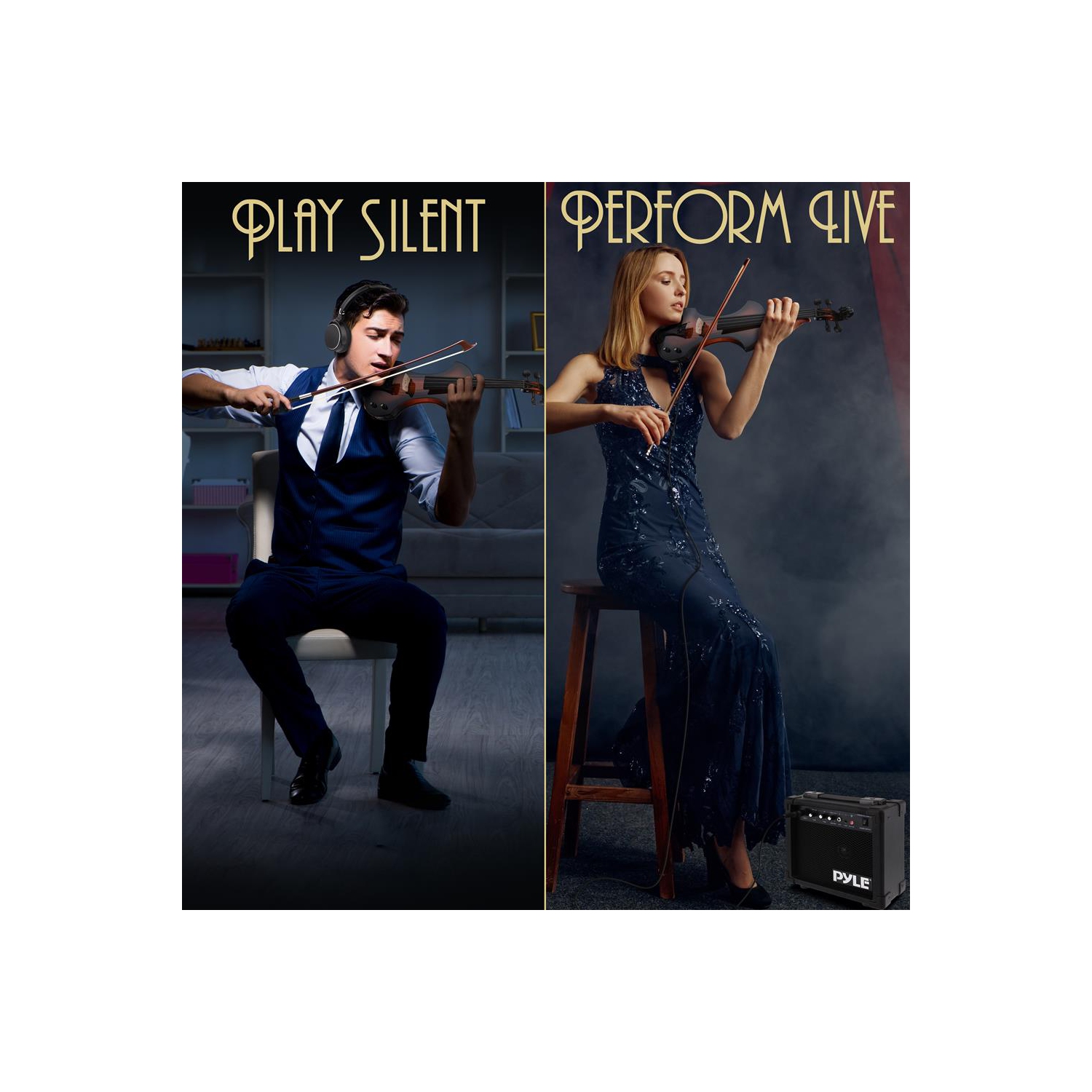 Instrument à cordes de violon en contreplaqué électrique - violon de qualité étudiante avec trousse d'accessoires incluse