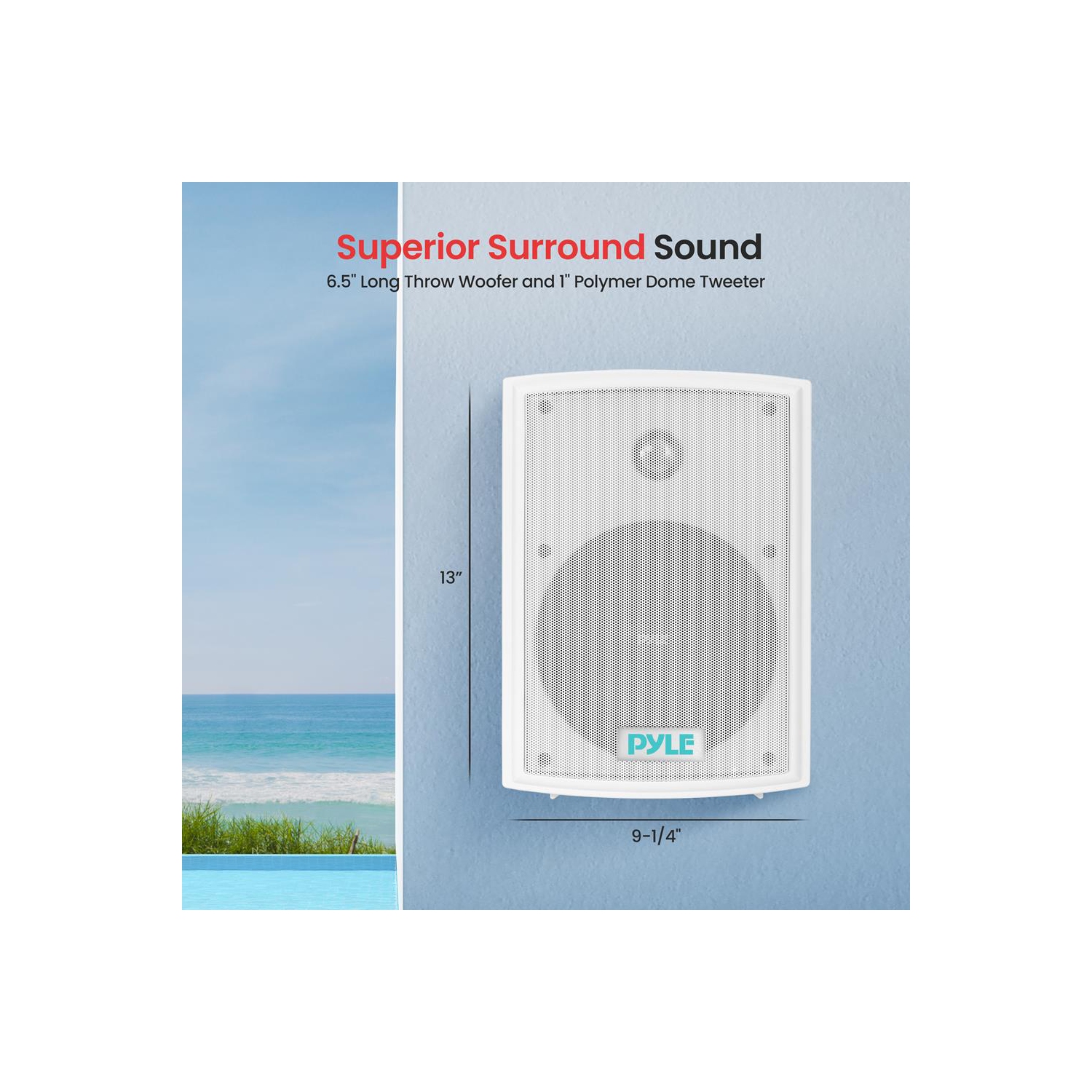 6.5'' Indoor/Outdoor Waterproof On Wall Speakers