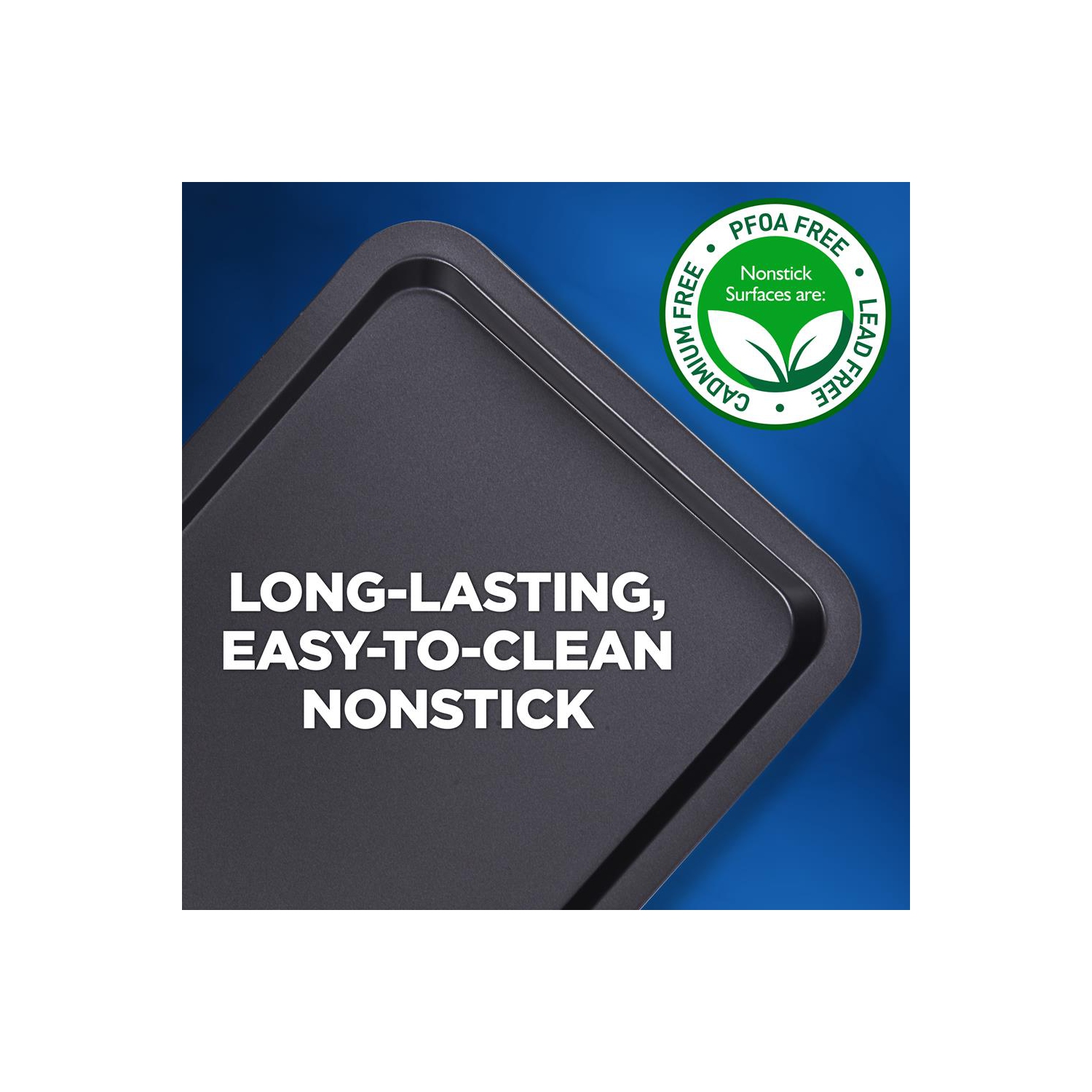3-Pc. Nonstick Cookie Sheet Baking Pan - Professional Quality Kitchen Cooking Non-Stick Bake Trays with Black Coating Inside & Outside