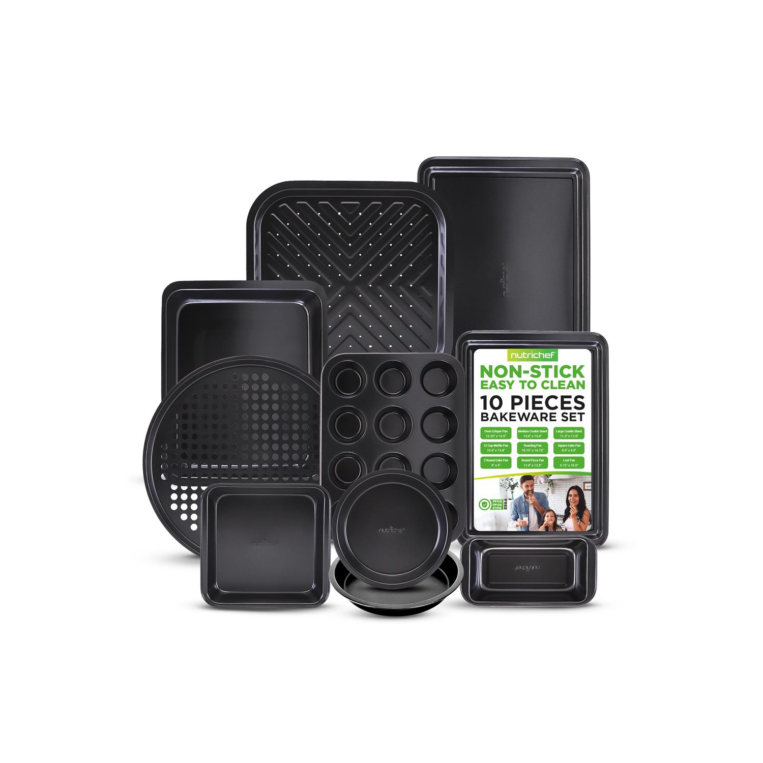 Kitchen Oven Baking Pans - Deluxe Nonstick Gray Coating Inside & Outside Carbon Steel Bakeware Set