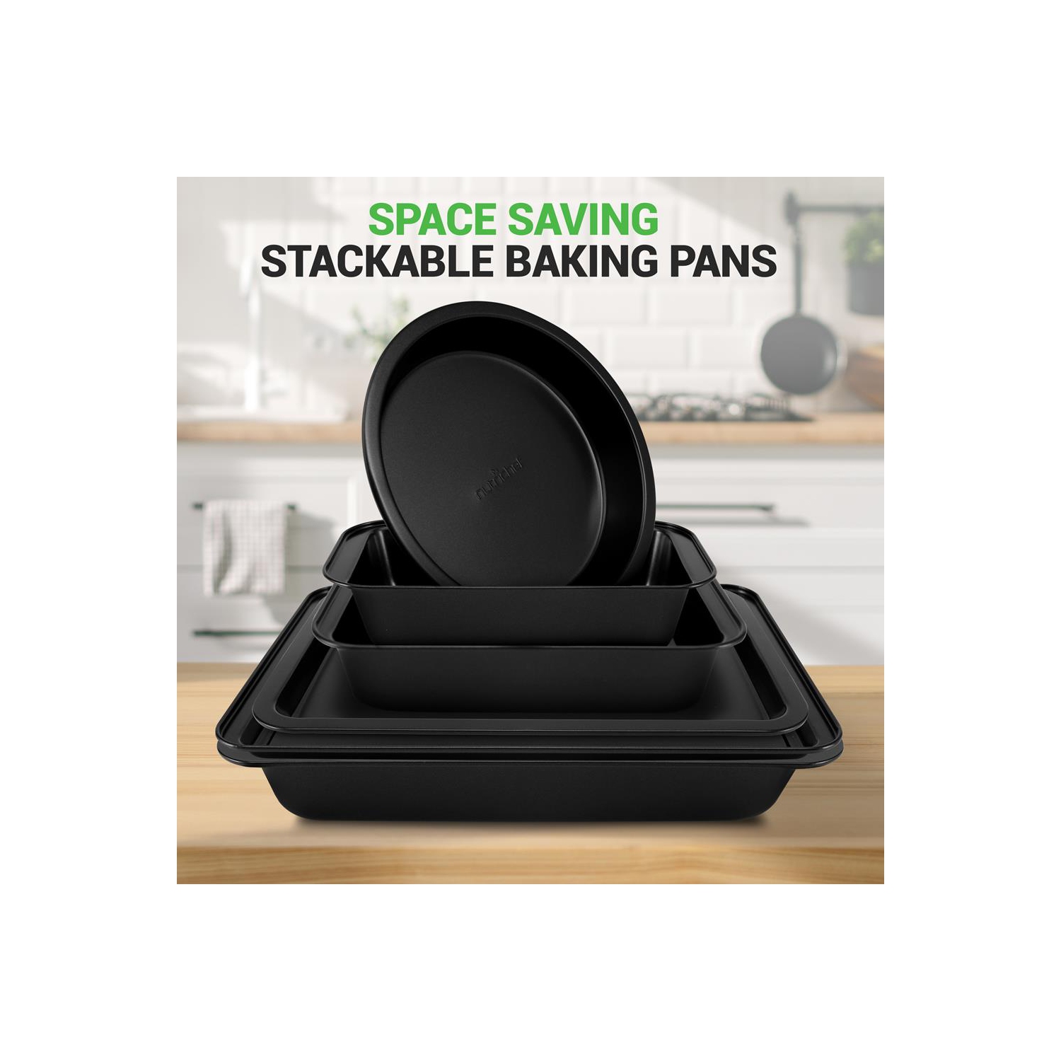 Kitchen Oven Baking Pans - Deluxe Nonstick Gray Coating Inside & Outside Carbon Steel Bakeware Set