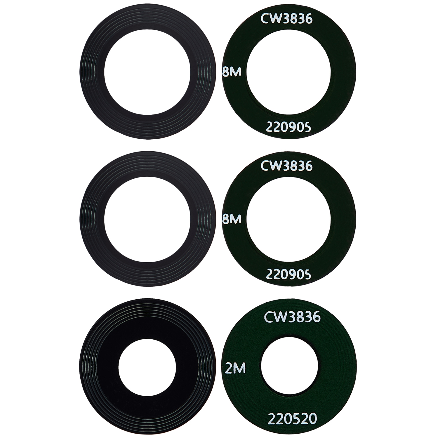 Objectif arrière de rechange avec adhésif compatible avec le Moto G60S de Motorola (XT2133/2021) (ensemble de 3)