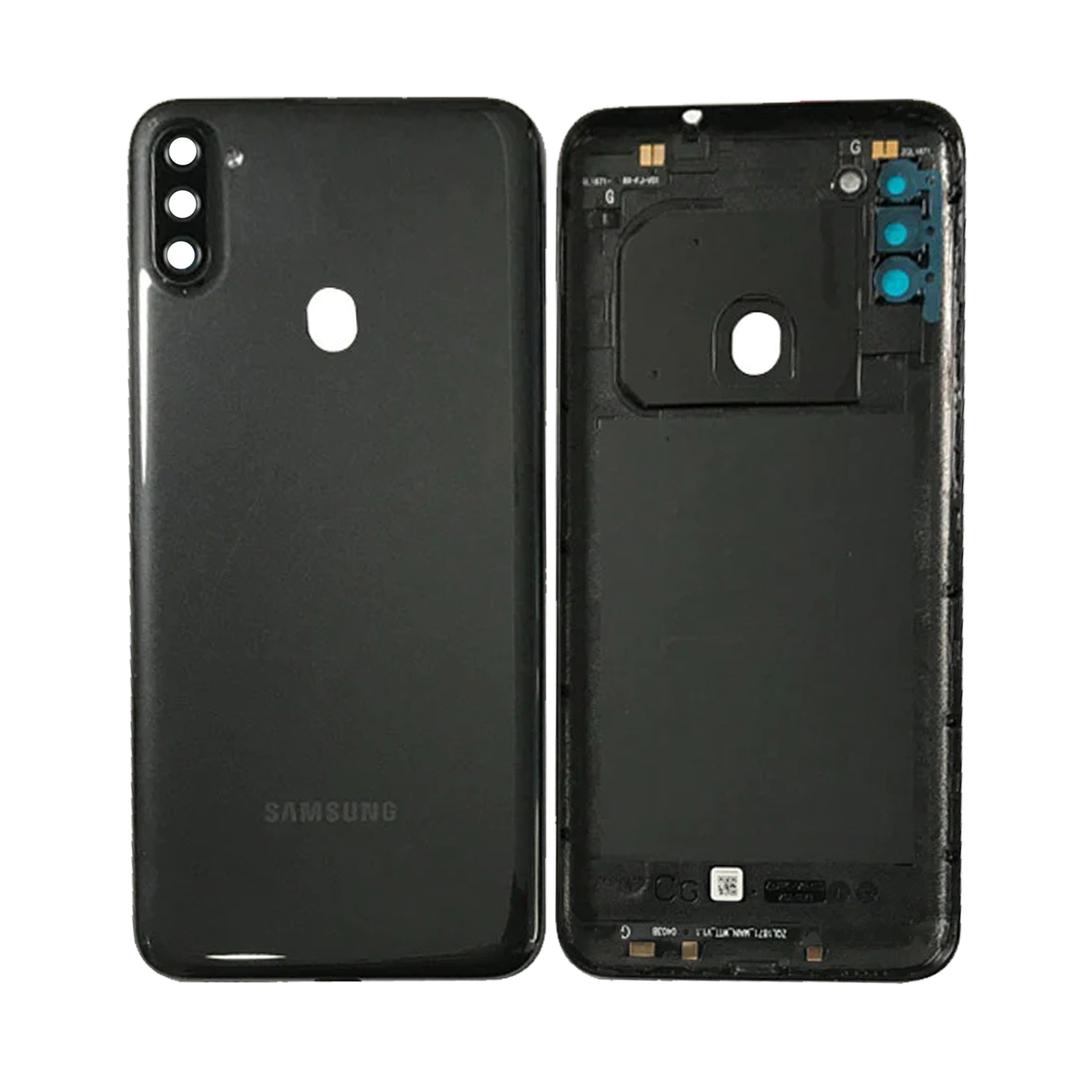 Replacement Back Cover Glass With Camera Lens Compatible Samsung Galaxy A11 (Black) (Service Pack)