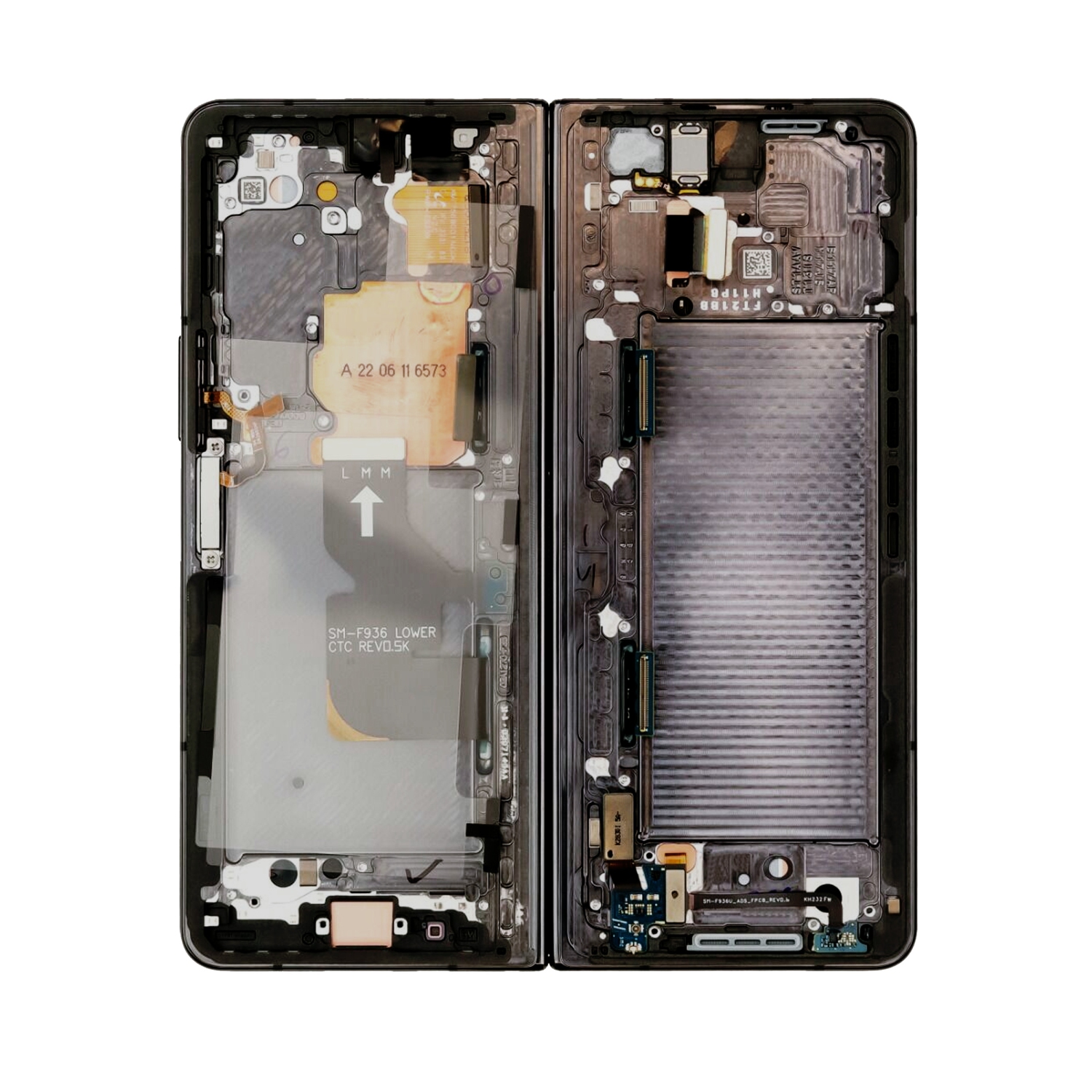 Ensemble DELO de remplacement avec cadre compatible avec le Galaxy Z Fold 4 5G de Samsung (noir fantôme)