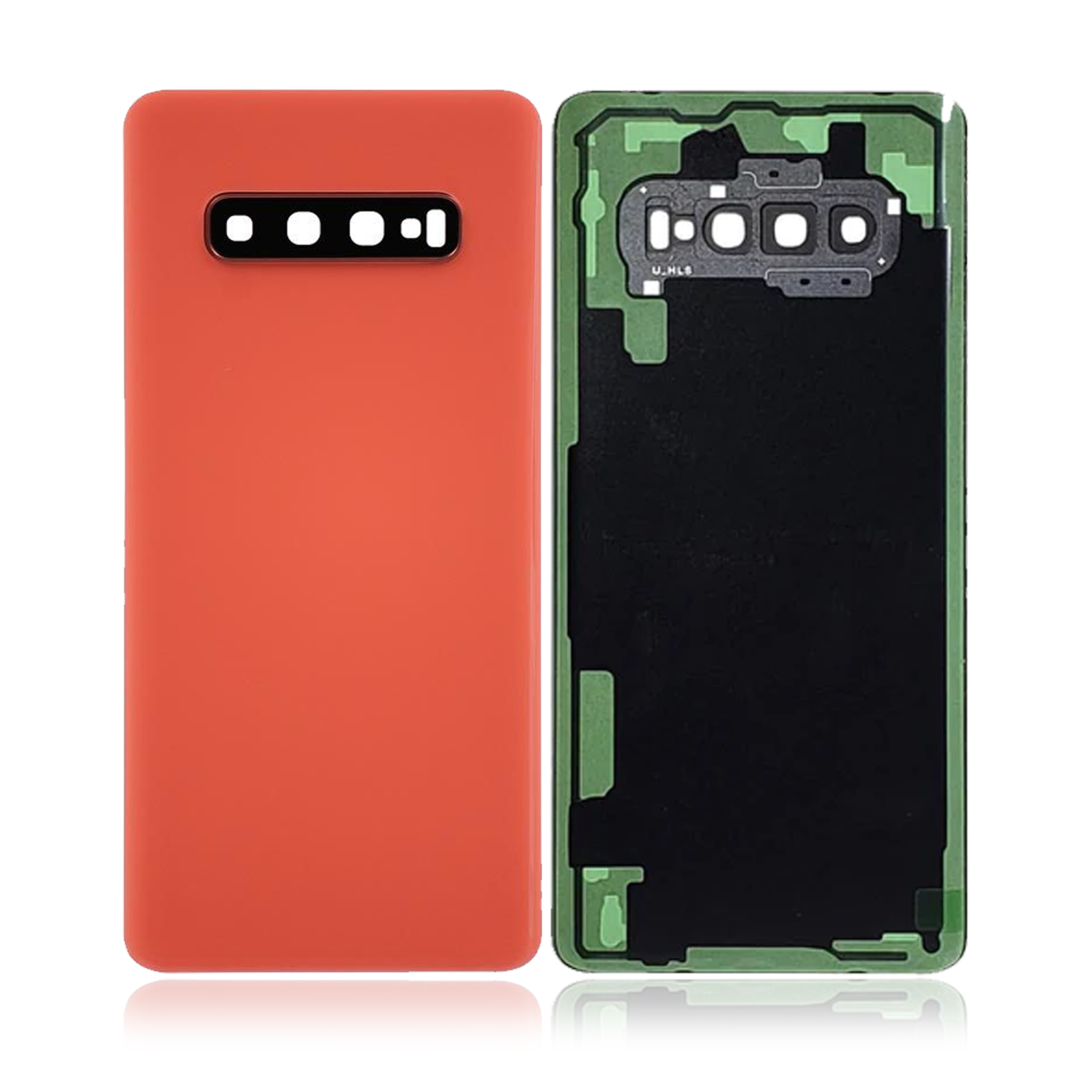 Couvercle arrière de remplacement avec objectif d'appareil photo compatible avec le Galaxy S10 plus de Samsung (Rose flamant)