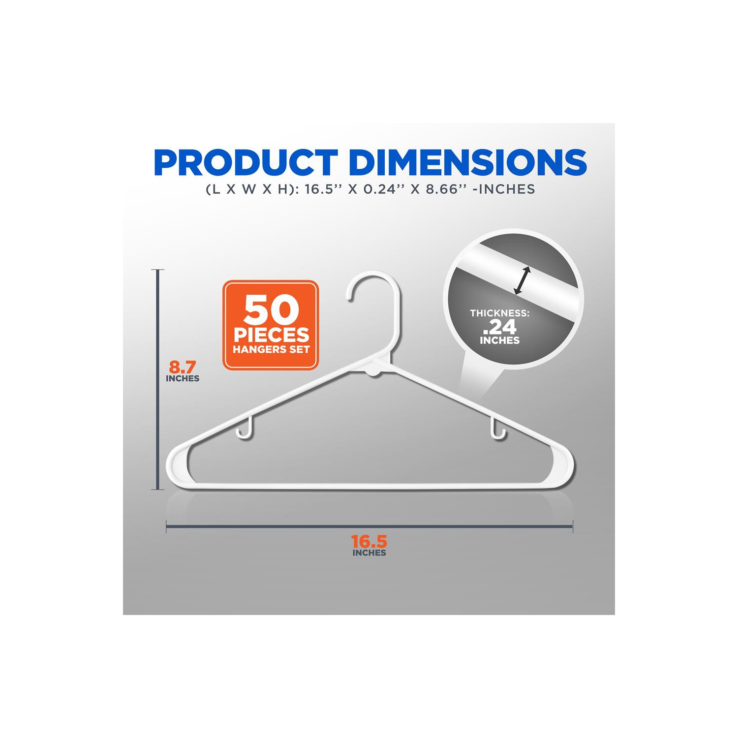 50 ordinateurs. Nombre de cintres en plastique standard pour vêtements - cintres tubulaires résistants conception mince pour usage quotidien Space