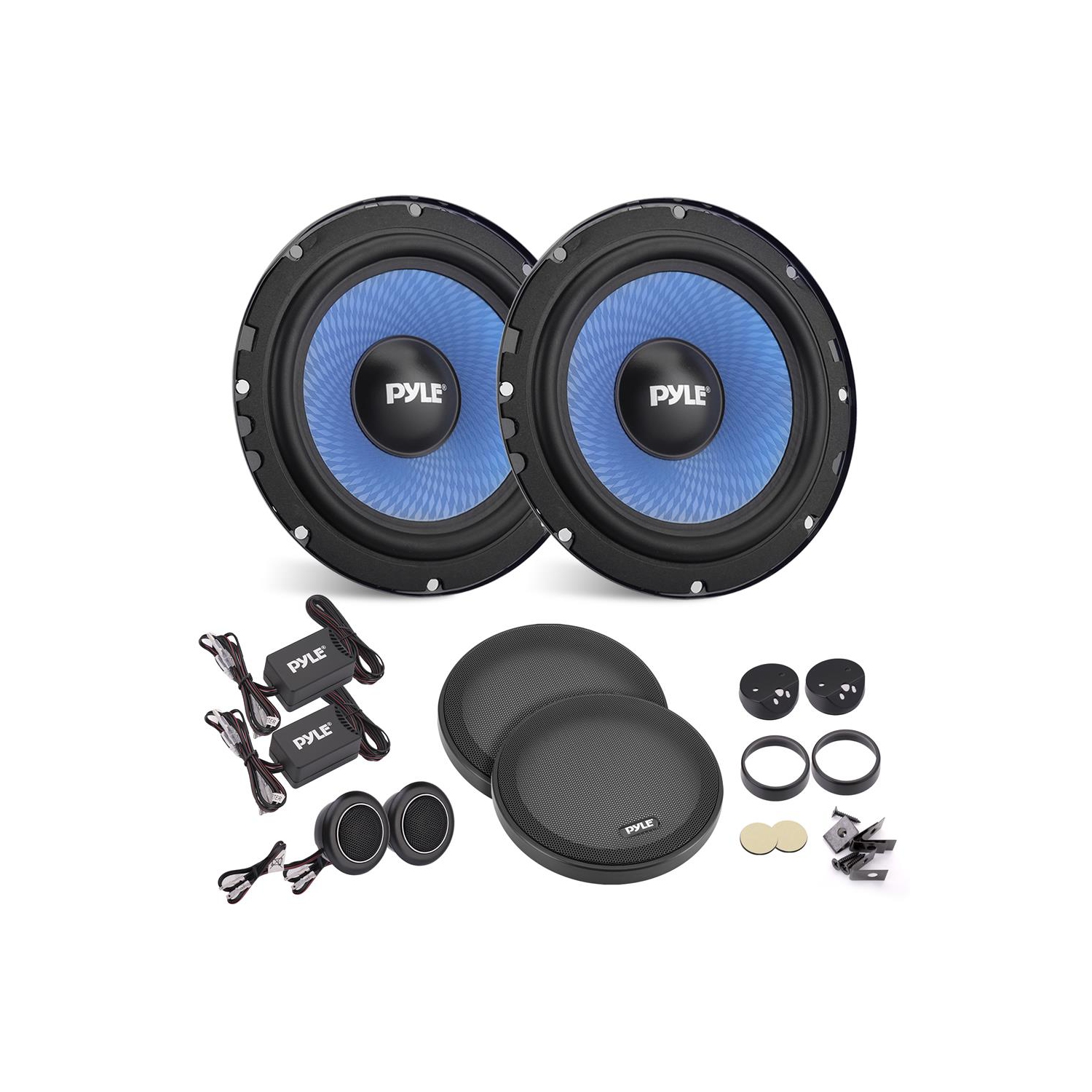 Two-Way Component Speaker Systems - One Pair 6.5'' Two-Way Component Kit, 360 Watts w/ 4 Ohm Impedance and 1'' High-Temperature ASV Voice Coil