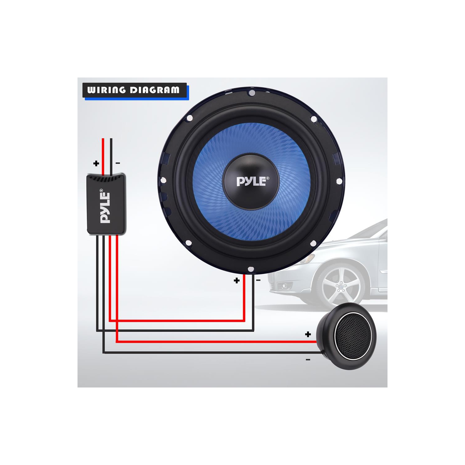 Two-Way Component Speaker Systems - One Pair 6.5'' Two-Way Component Kit, 360 Watts w/ 4 Ohm Impedance and 1'' High-Temperature ASV Voice Coil