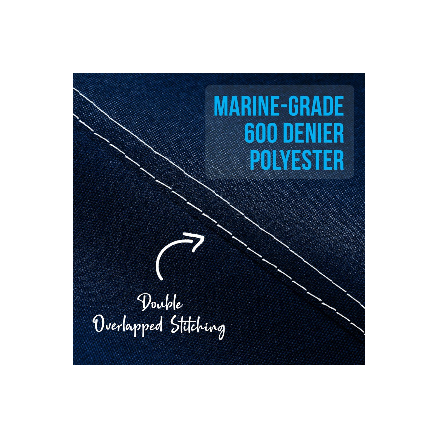 3 Bow Bimini Top - 2 Straps and 2 Rear Support Poles with Marine-Grade 600D Polyester Canvas