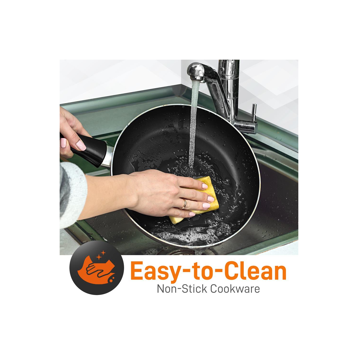 SereneLife Kitchenware Pots & Pans Set – Basic Kitchen Cookware, Black Non-Stick Coating Inside, Heat Resistant Lacquer