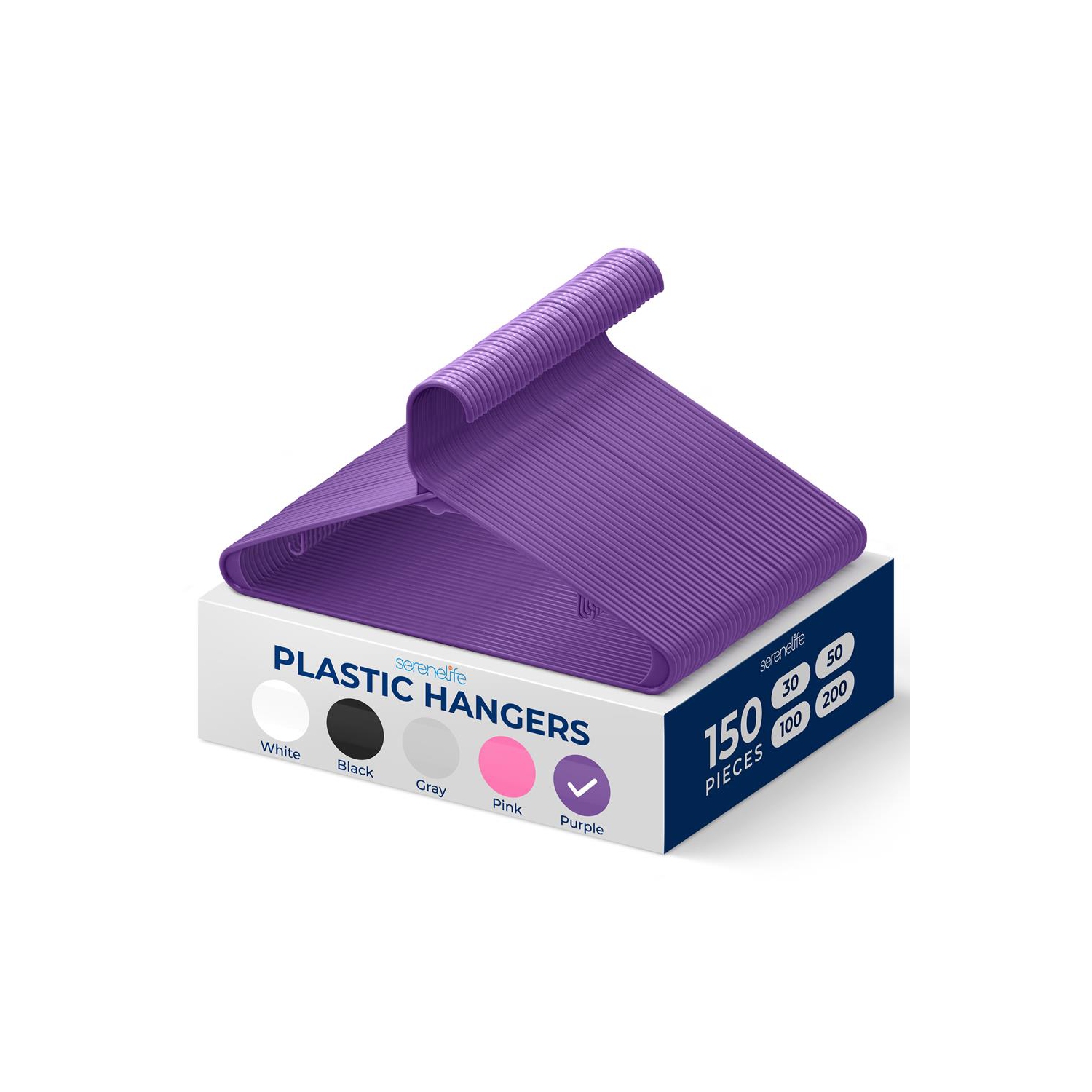 150 Pieces Plastic Hangers - Non-Slip, Sturdy, and Heavy Duty Coat Set with 360° Swivel Hook for Clothes