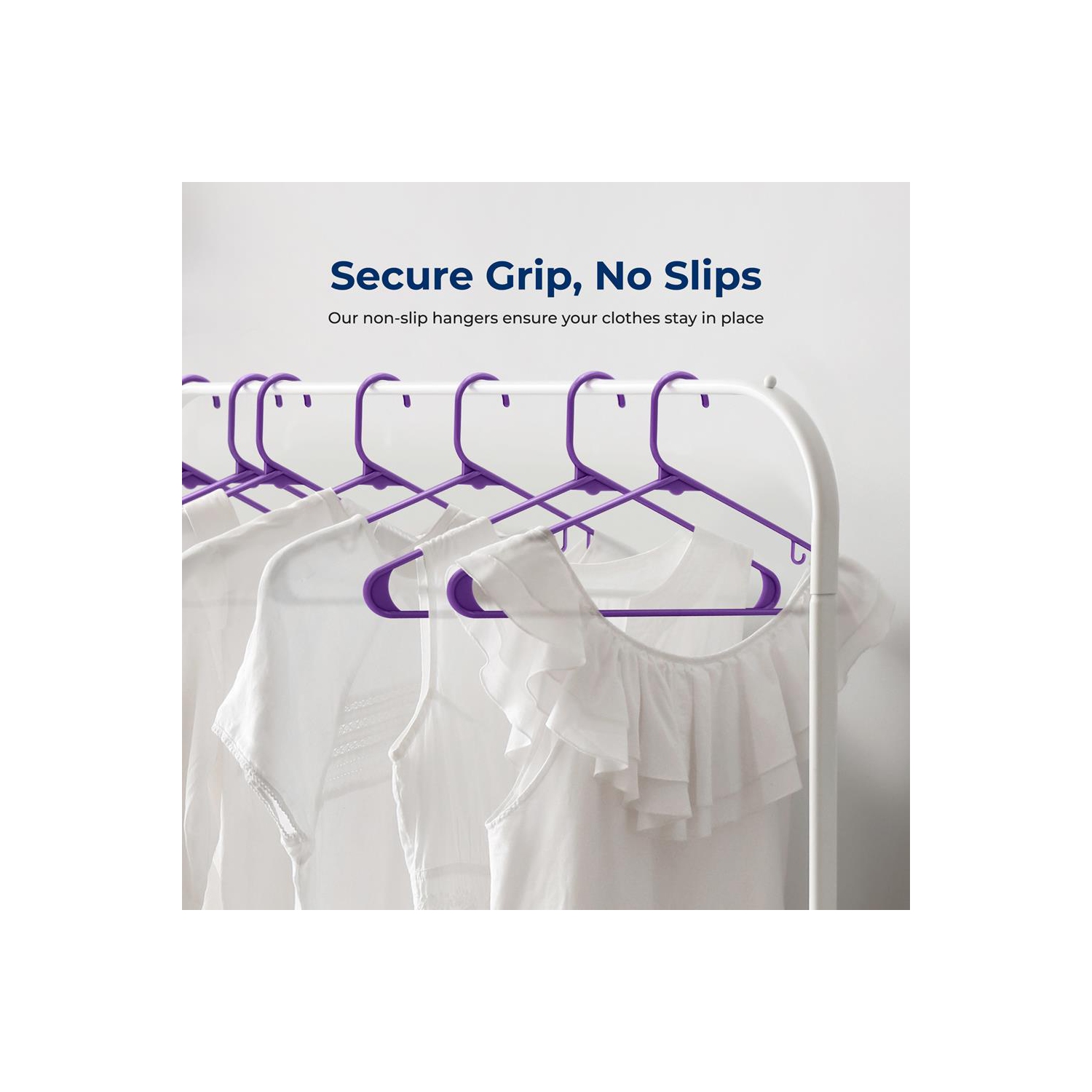 50 Pieces Plastic Hangers - Non-Slip, Sturdy, and Heavy Duty Coat Set with 360° Swivel Hook for Clothes