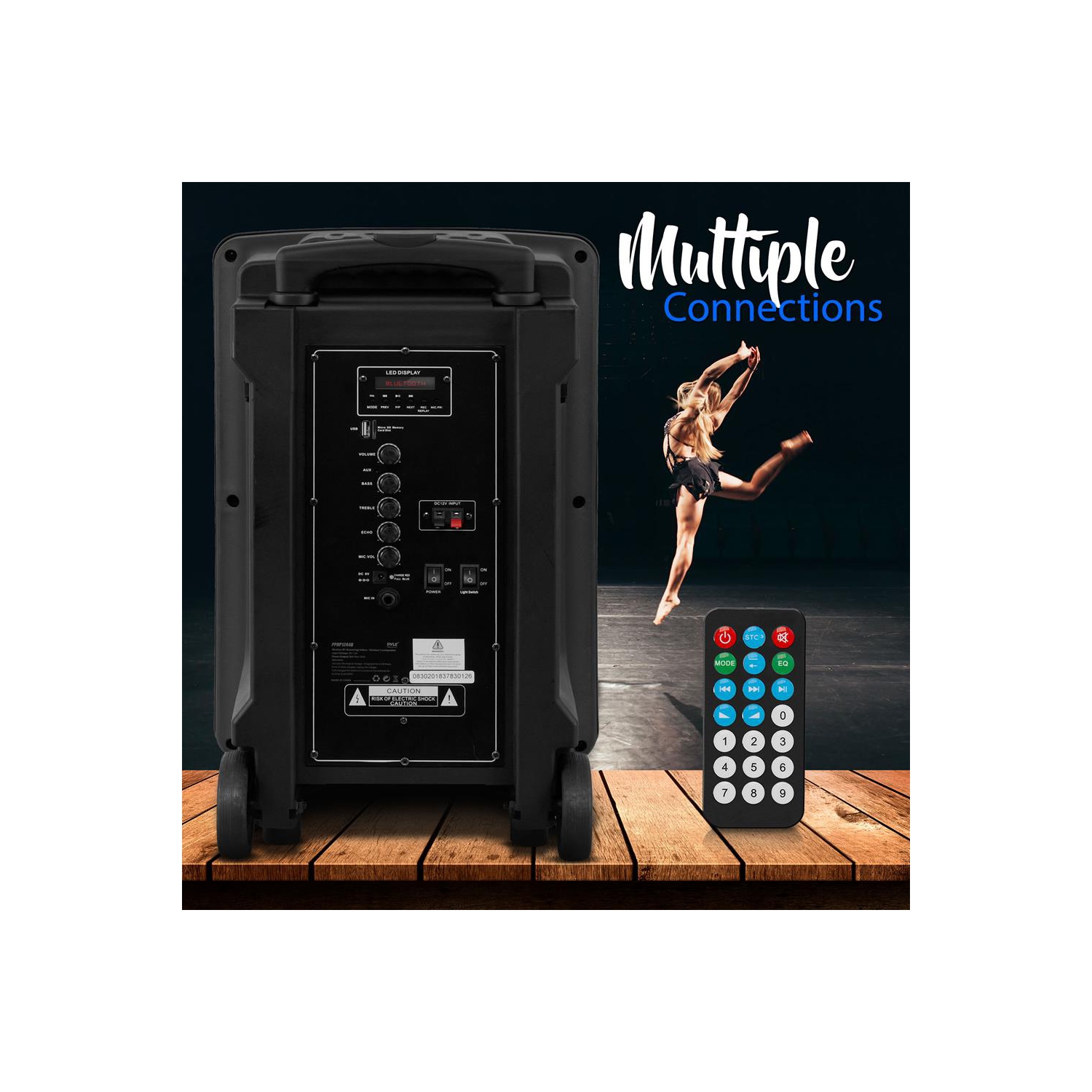 Bluetooth Indoor / Outdoor Loudspeaker with Built-in Rechargeable Battery, Flashing Party Lights, MP3/USB/SD Readers, FM Radio