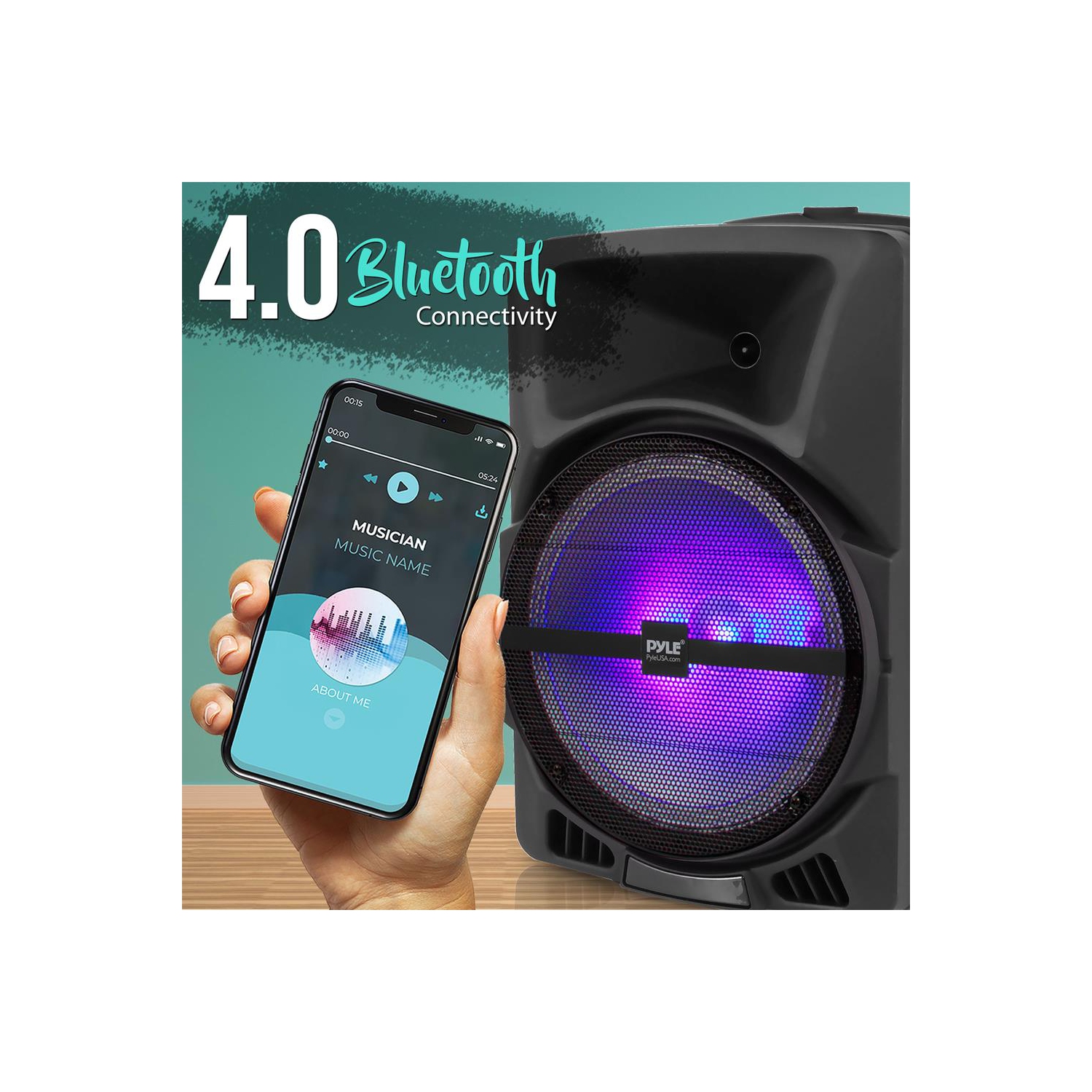 Bluetooth Indoor / Outdoor Loudspeaker with Built-in Rechargeable Battery, Flashing Party Lights, MP3/USB/SD Readers, FM Radio