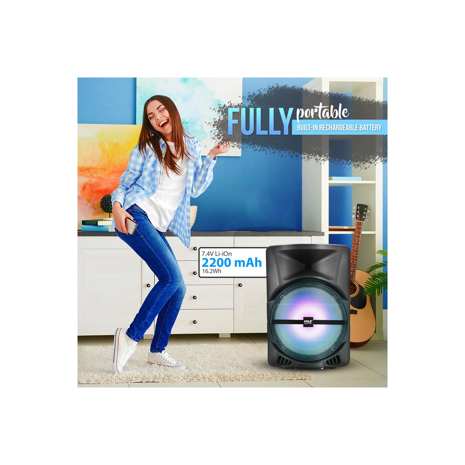 Bluetooth Indoor / Outdoor Loudspeaker with Built-in Rechargeable Battery, Flashing Party Lights, MP3/USB/SD Readers, FM Radio