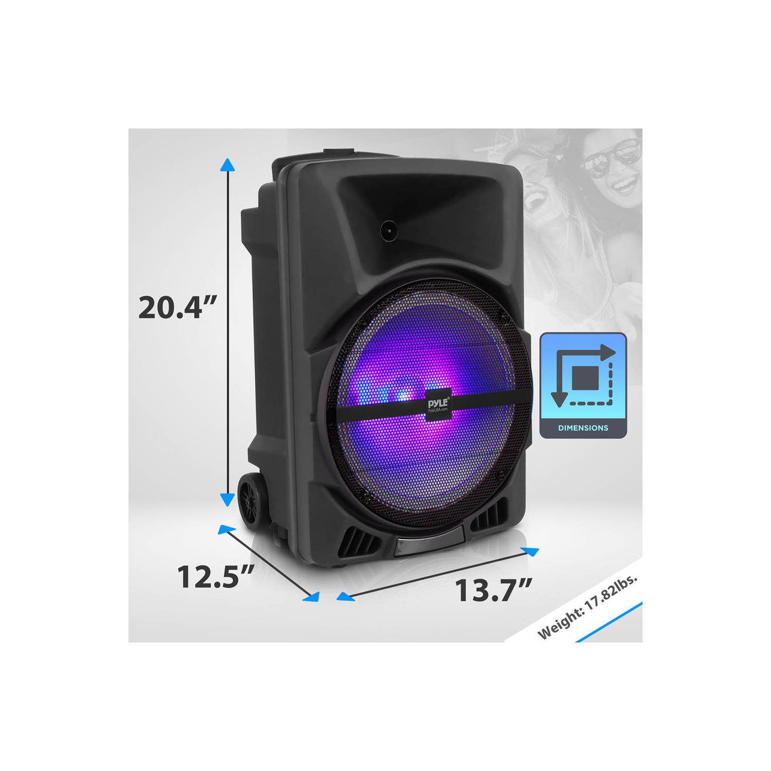 Bluetooth Indoor / Outdoor Loudspeaker with Built-in Rechargeable Battery, Flashing Party Lights, MP3/USB/SD Readers, FM Radio