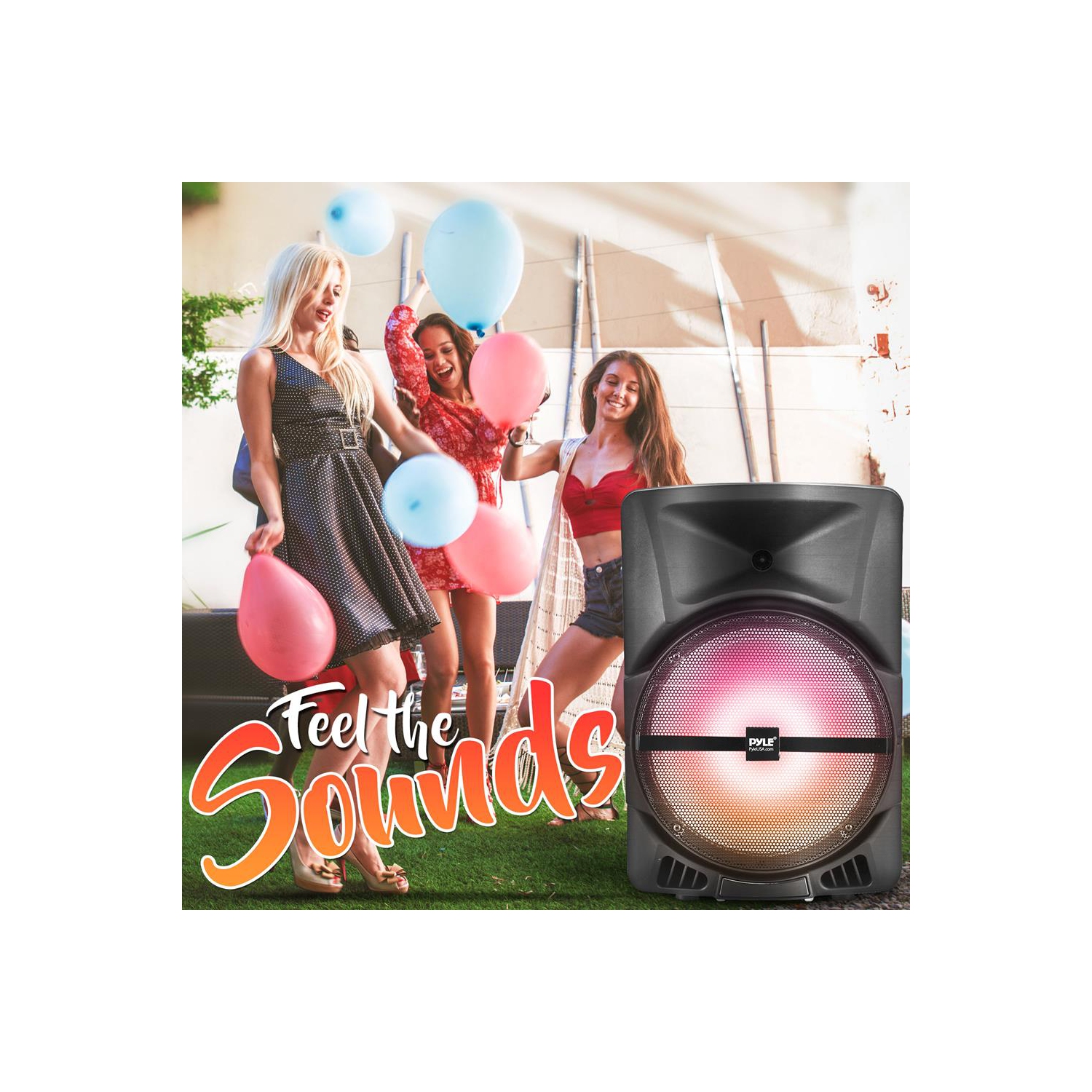 Bluetooth Indoor / Outdoor Loudspeaker with Built-in Rechargeable Battery, Flashing Party Lights, MP3/USB/SD Readers, FM Radio