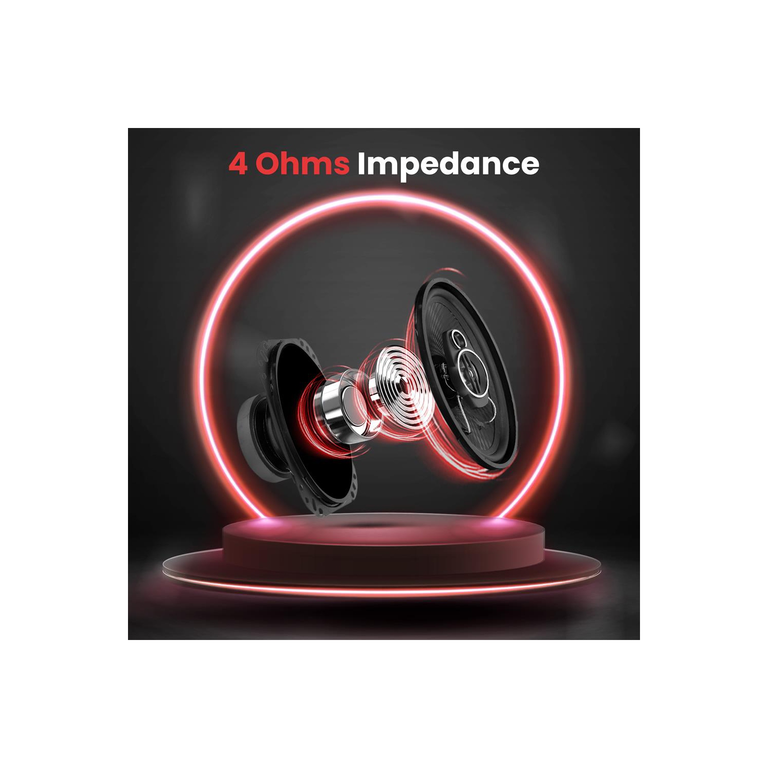 Three-Way Sound Speaker System - One Pair 4'' x 6'' Three-Way Triaxial Loud Audio, 300 Watts w/ 4 Ohm Impedance and 3/4'' Piezo Tweeter for Car